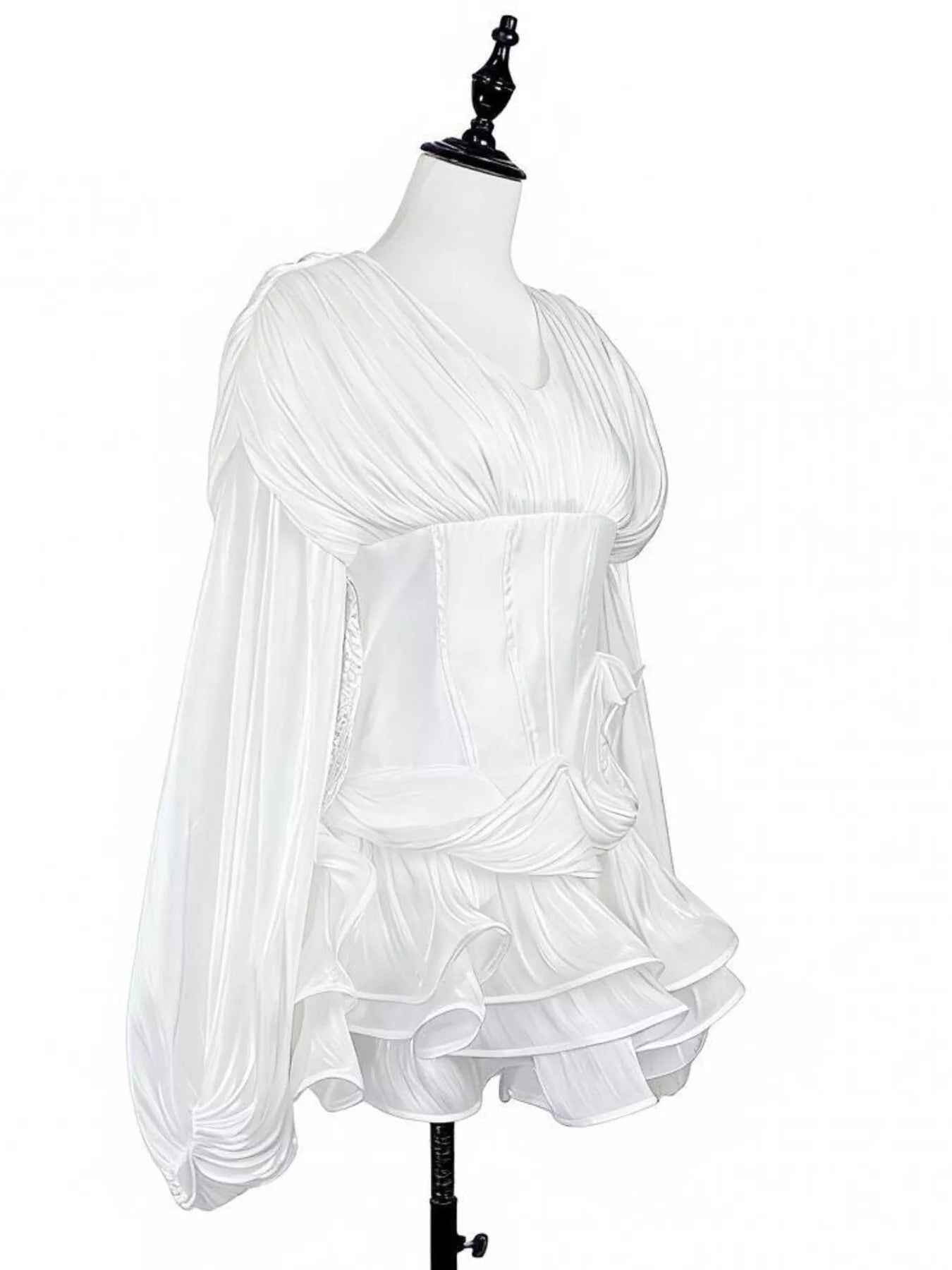 Ruffled Long Sleeve Mini Dress