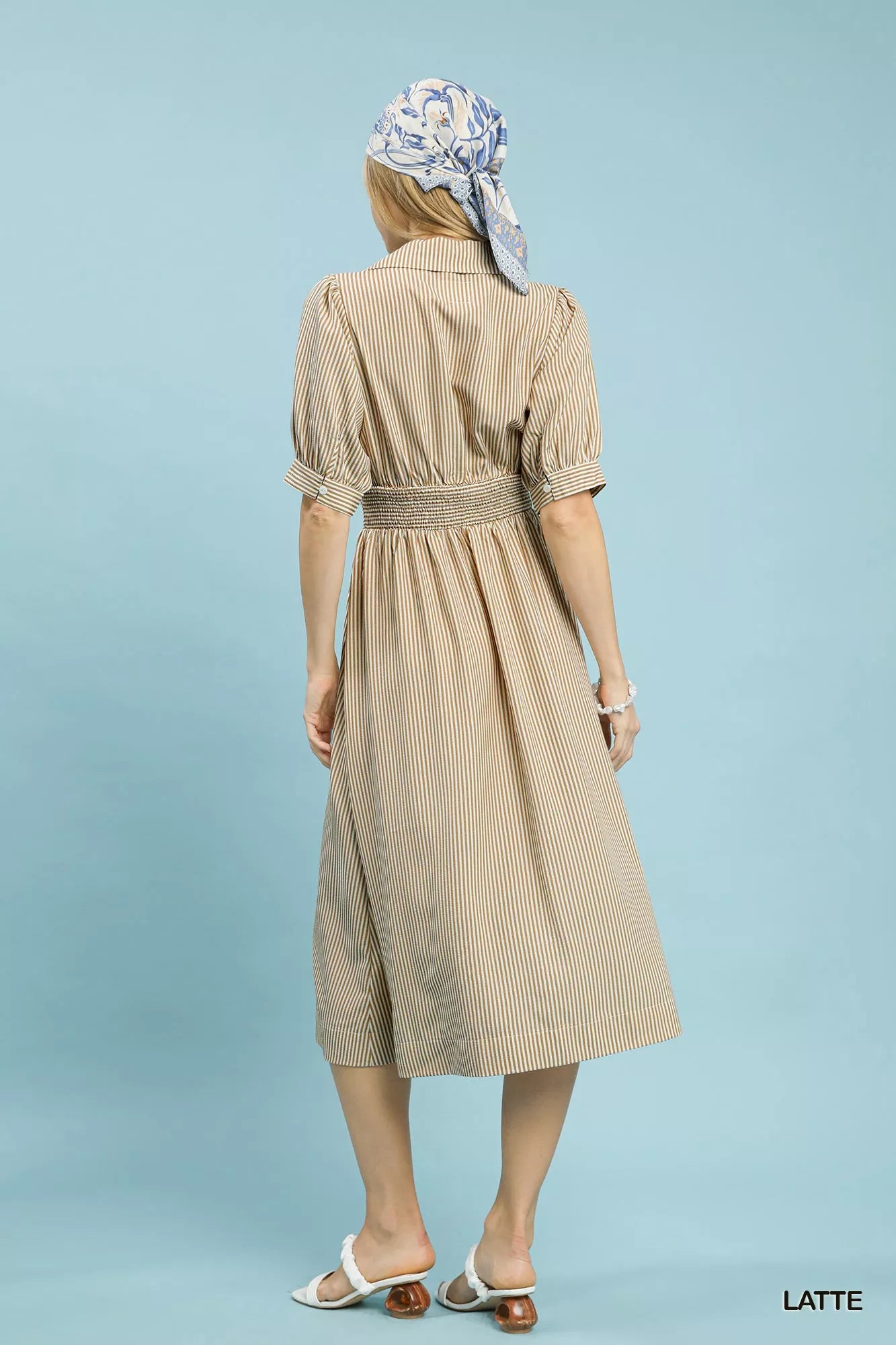 Umgee Striped Midi Dress with Front Zipper