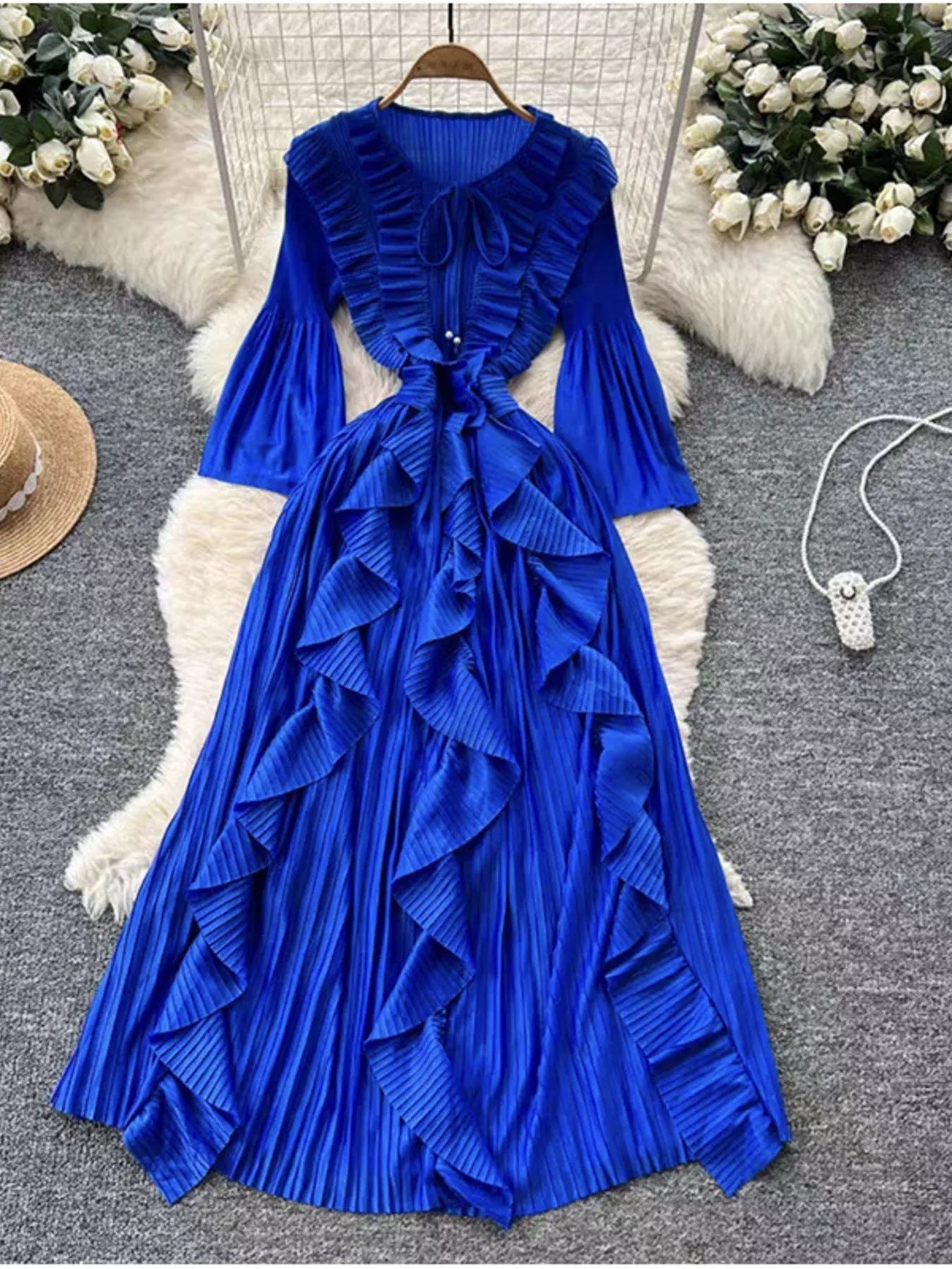 Ruffled A-Line Midi Dress
