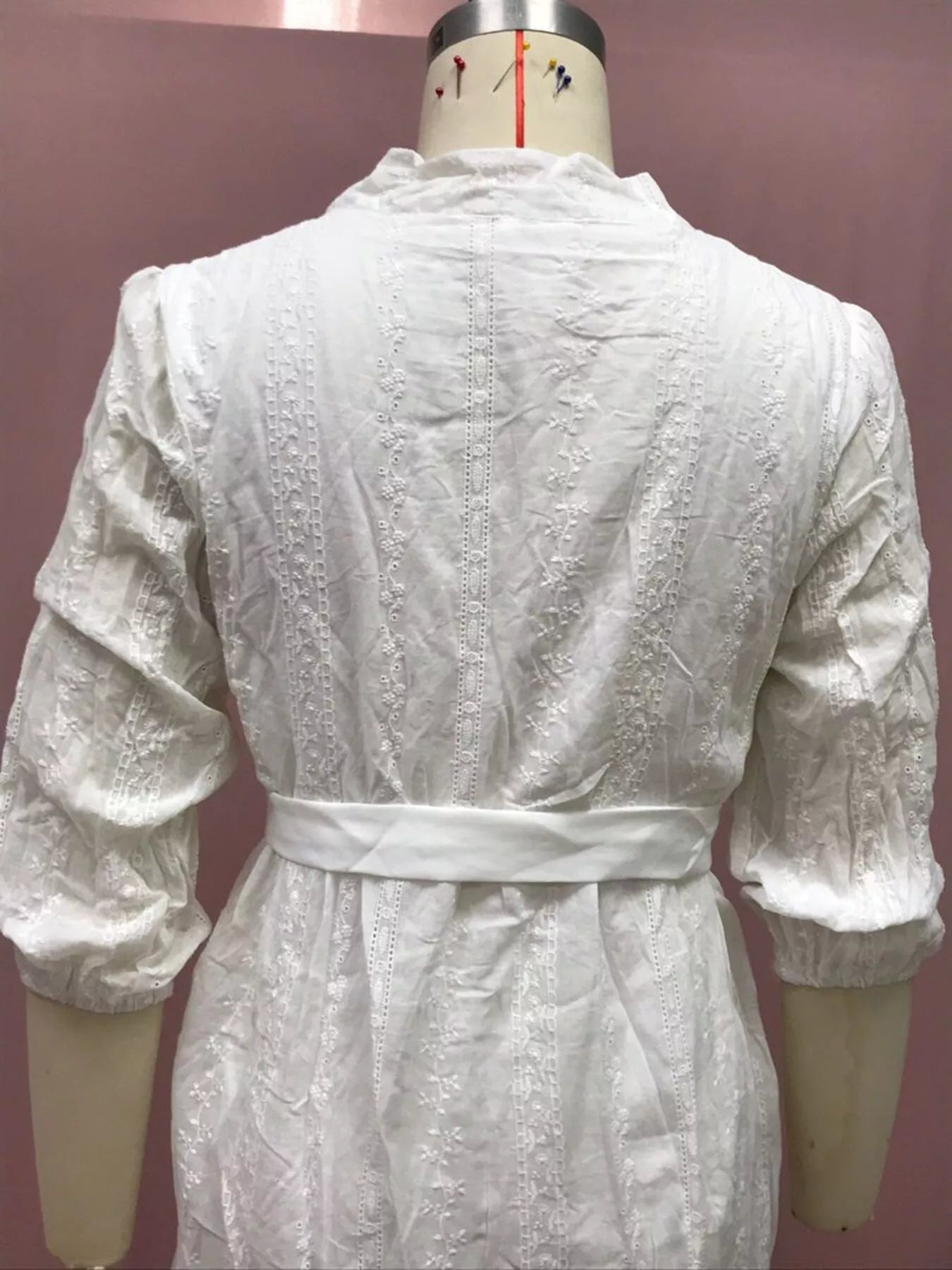 Full Size Ruffled Hem Tie Waist Long Sleeve Dress Plus Size