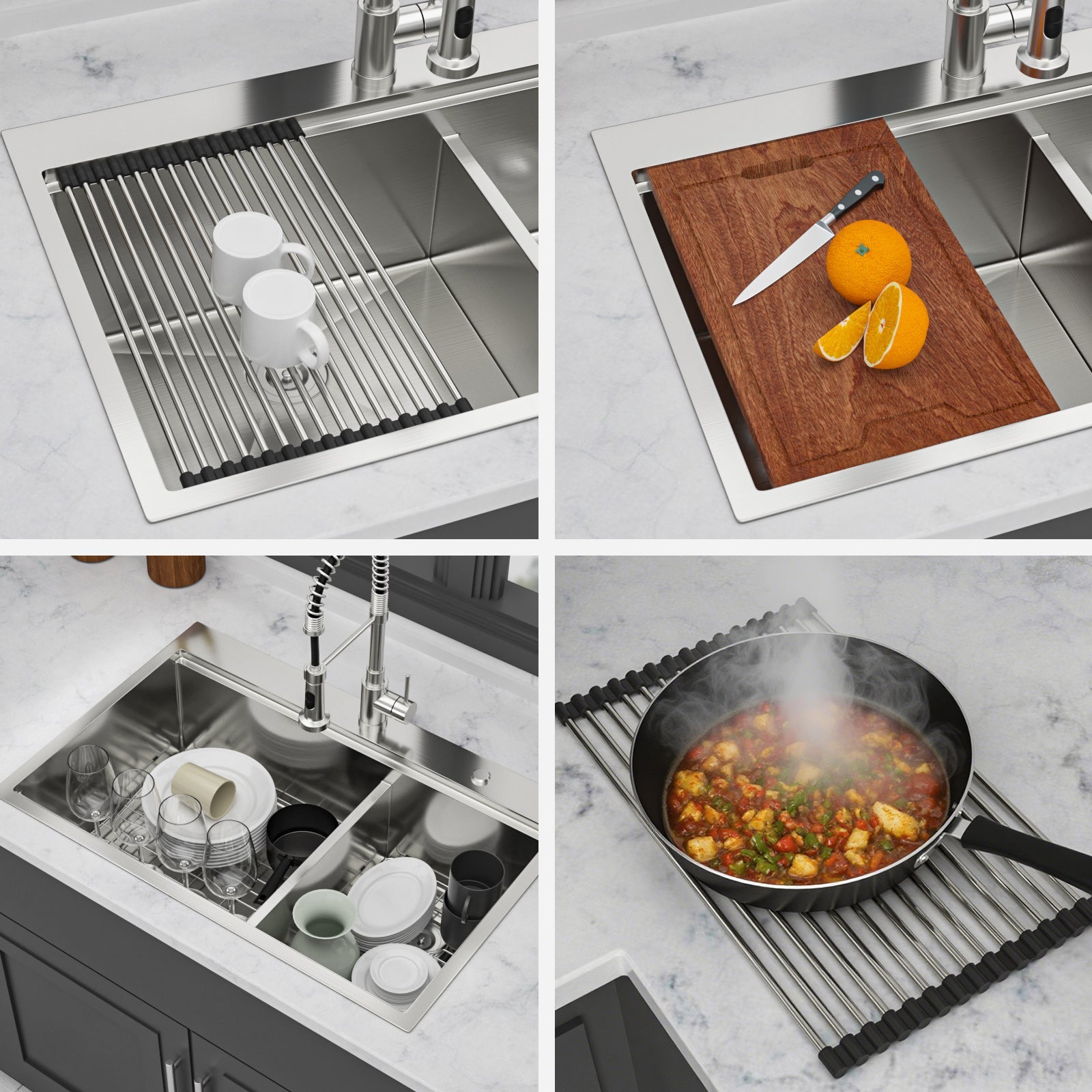 Topmount Drop-In Kitchen Sink - 33"x22" Double Bowl