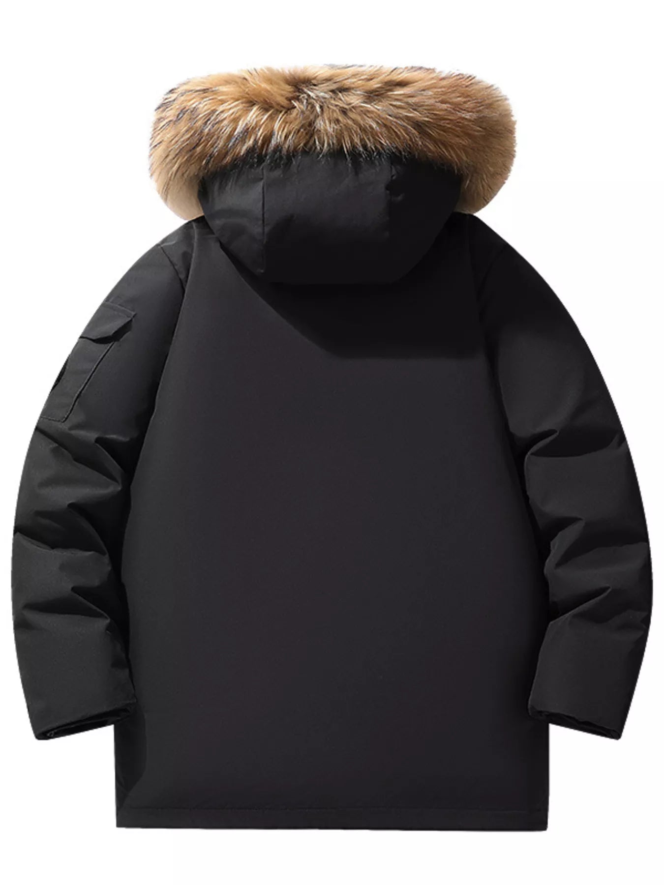 Men's Full Size Fur Hooded Zip Up Parka Coat Plus Size