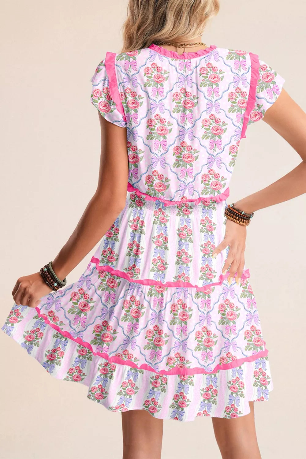 Tiered Ruffles Sleeveless Summer Floral Dress