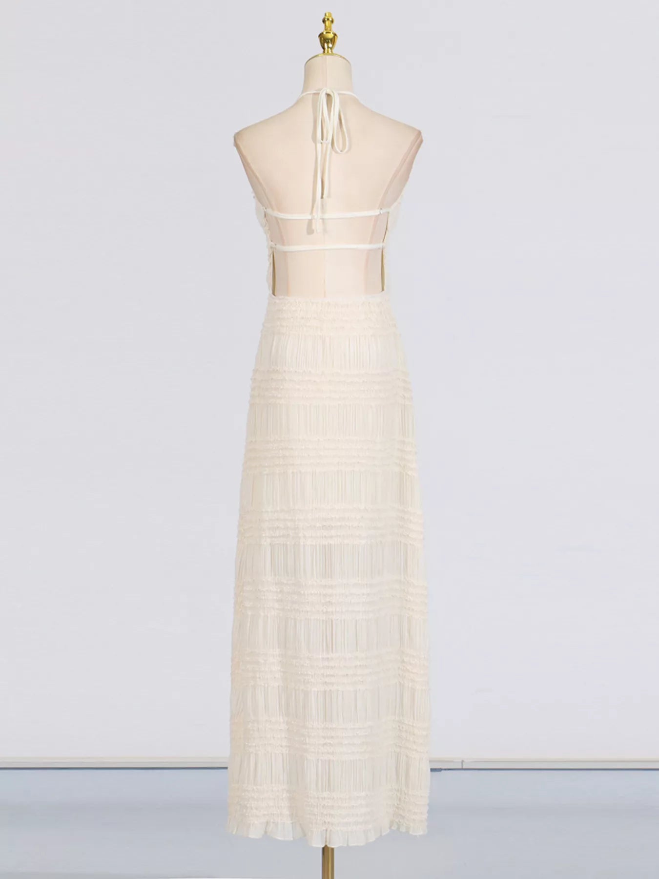 Ruched Halter Neck Maxi Dress