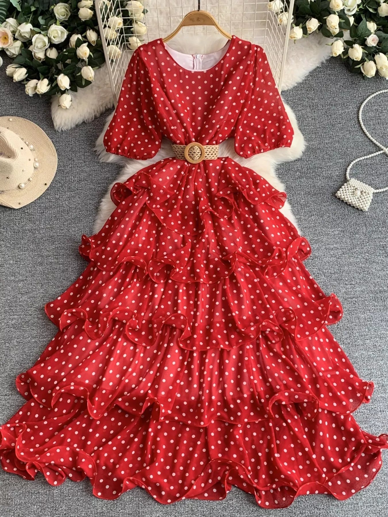 Polka Dot Ruffled Tiered Dress