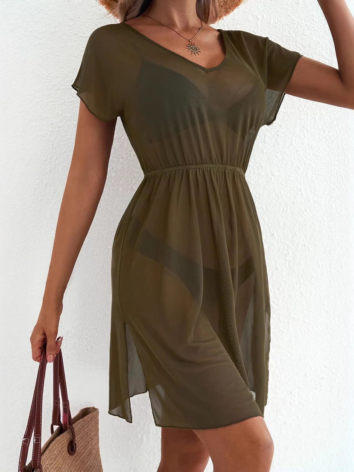 Printed Short Sleeve Mini Dress