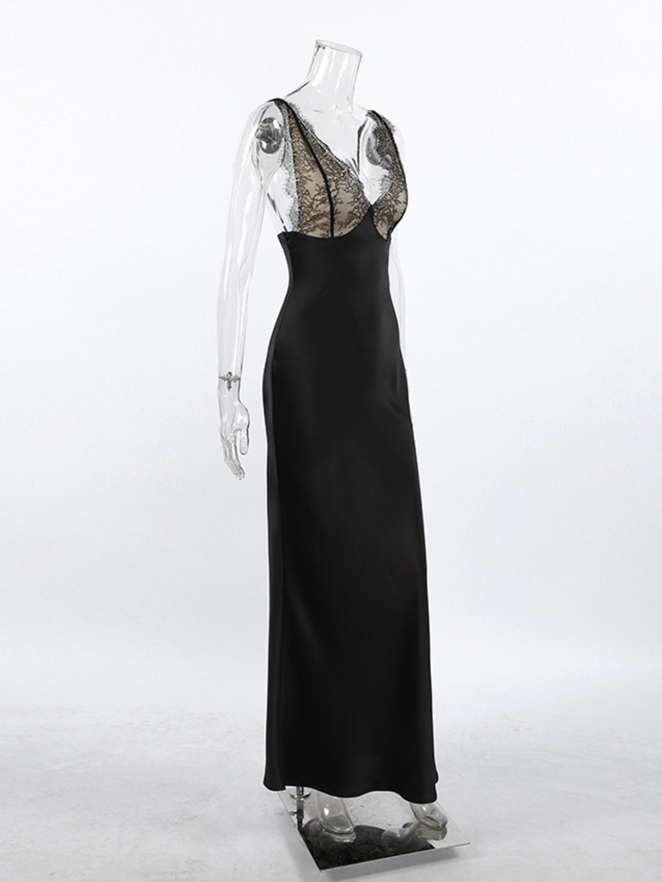 Lace Trimmed Adjustable Strap Midi Dress