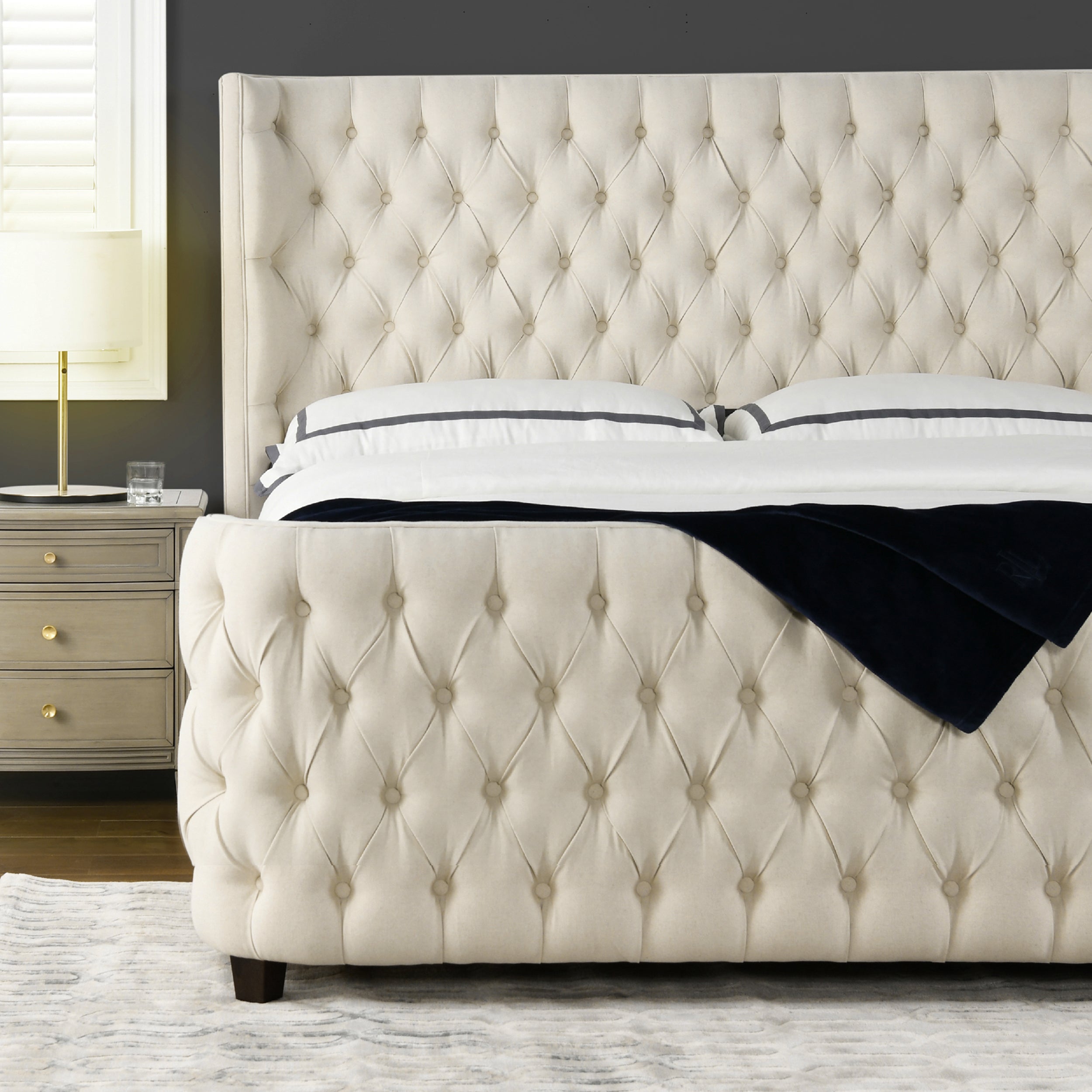 Brooklyn King Tufted Panel Bed Headboard and Footboard Set