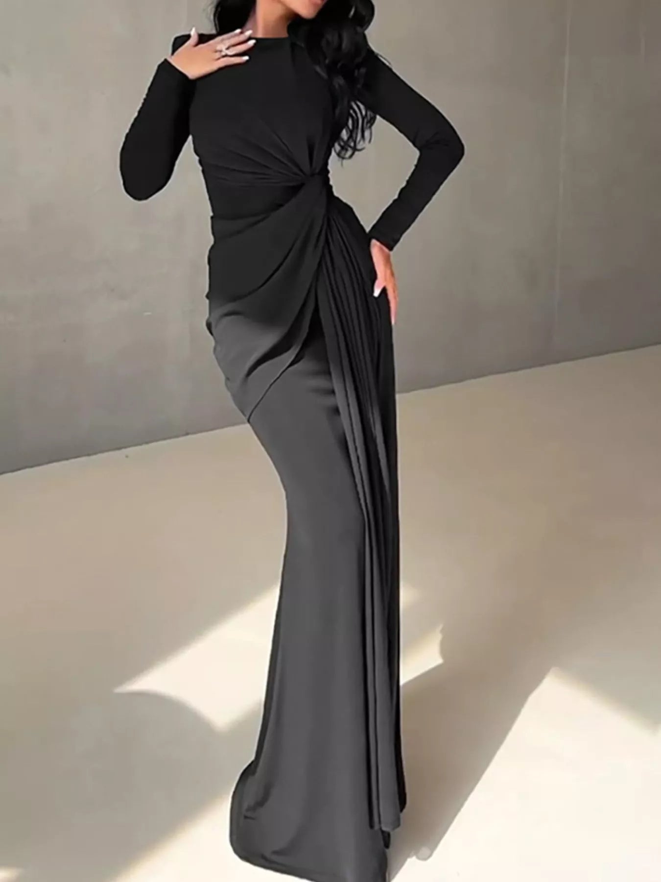 Twisted Long Sleeve Maxi Dress