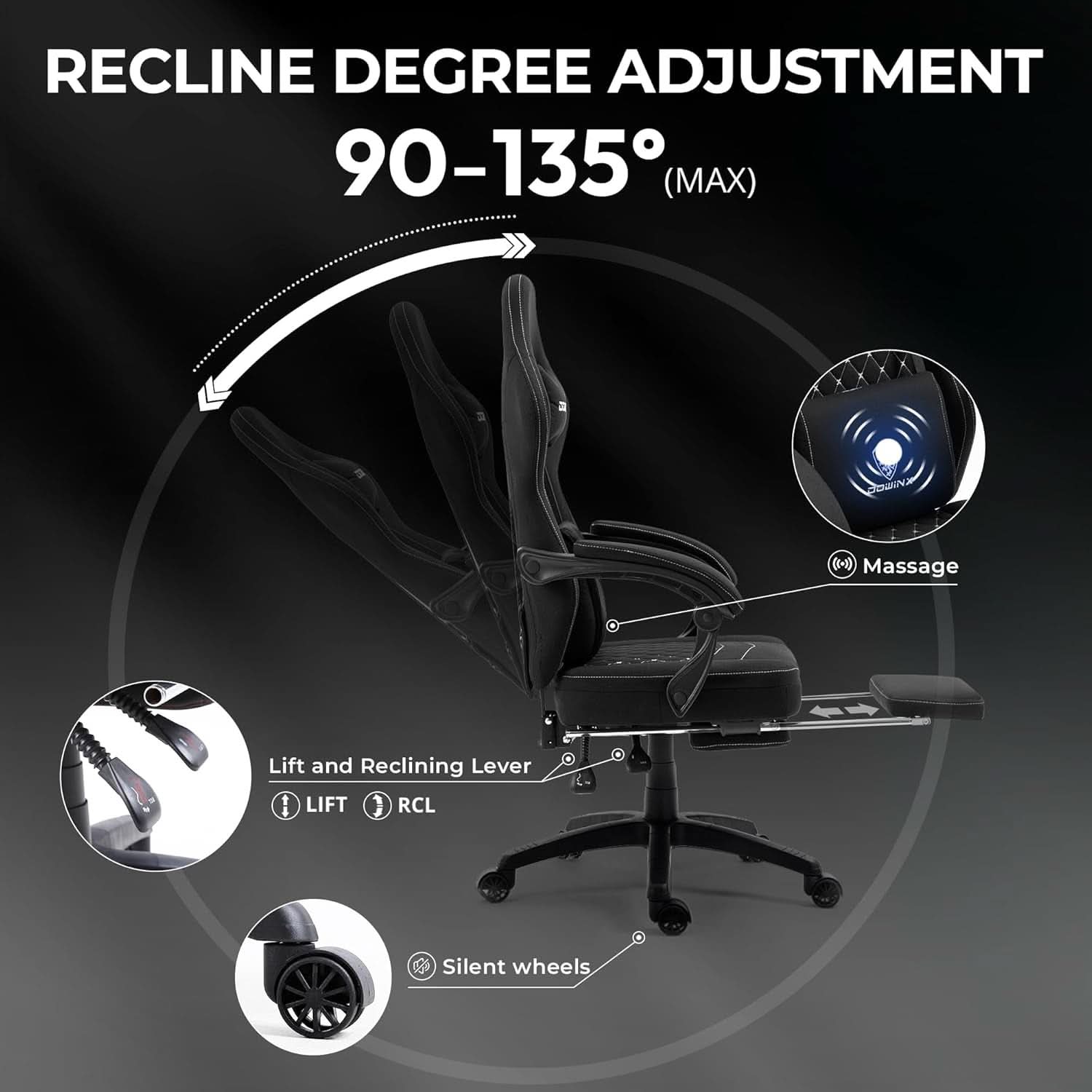 Premium Breathable Fabric Gaming Chair Massage Pad Elite