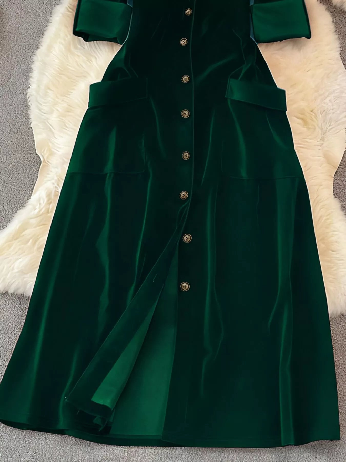 Velvet Button-Down Midi Dress