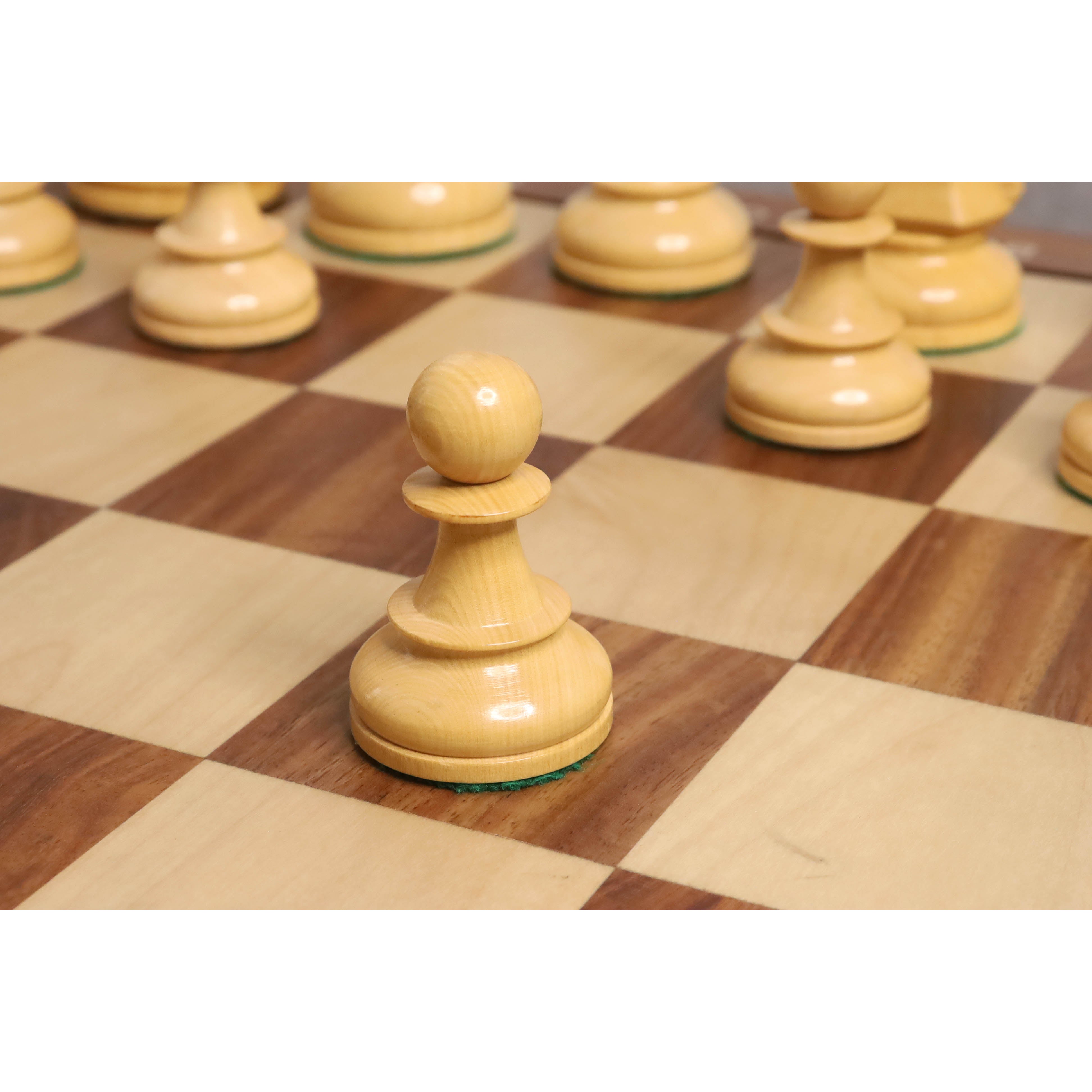 1950s' Fischer Dubrovnik Chess Set- Chess Pieces Only - Mahogany Stained & Boxwood - 3.8" King