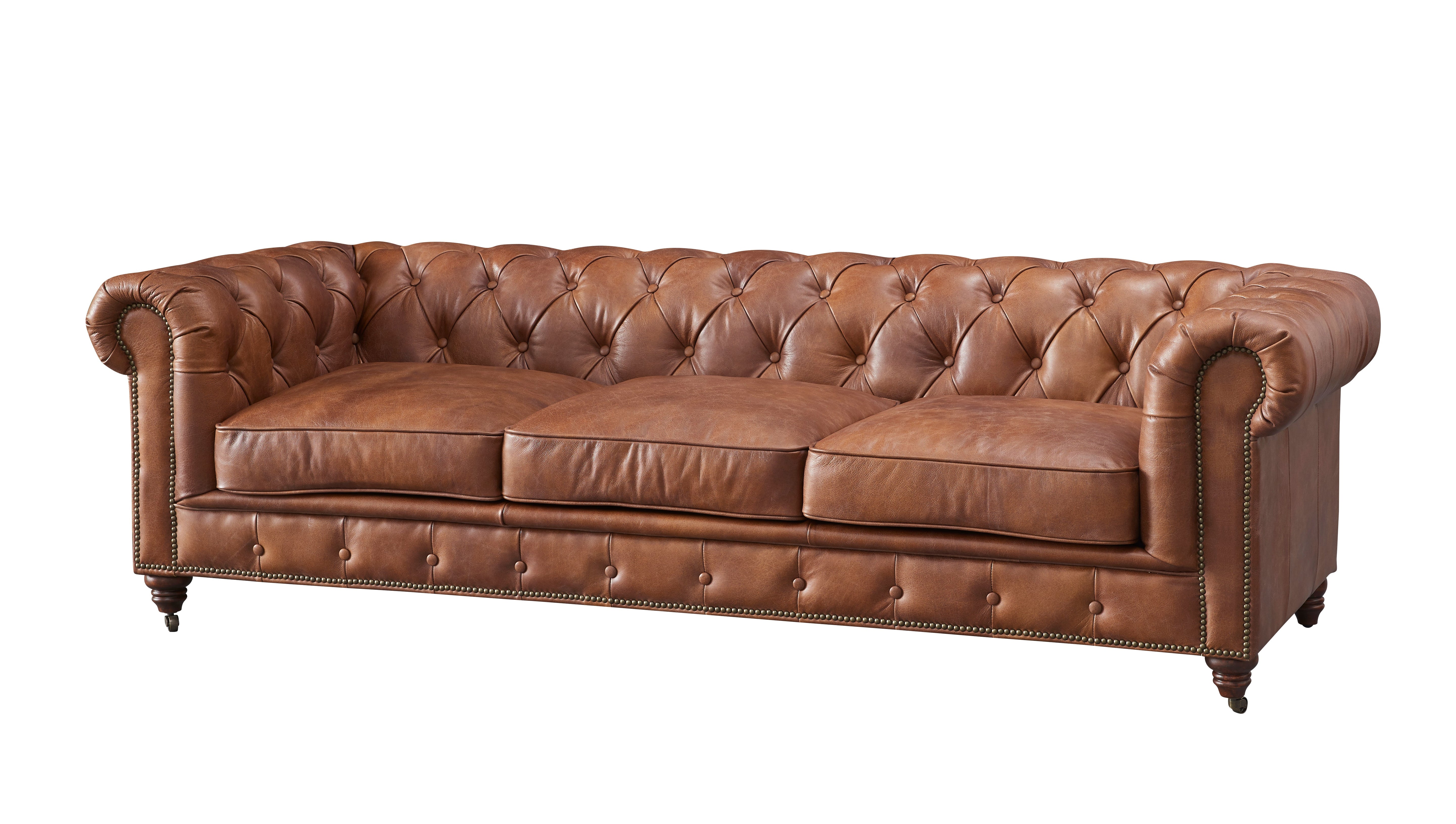 Century Chesterfield Sofa - Bark Brown Leather | Crafters And Weavers