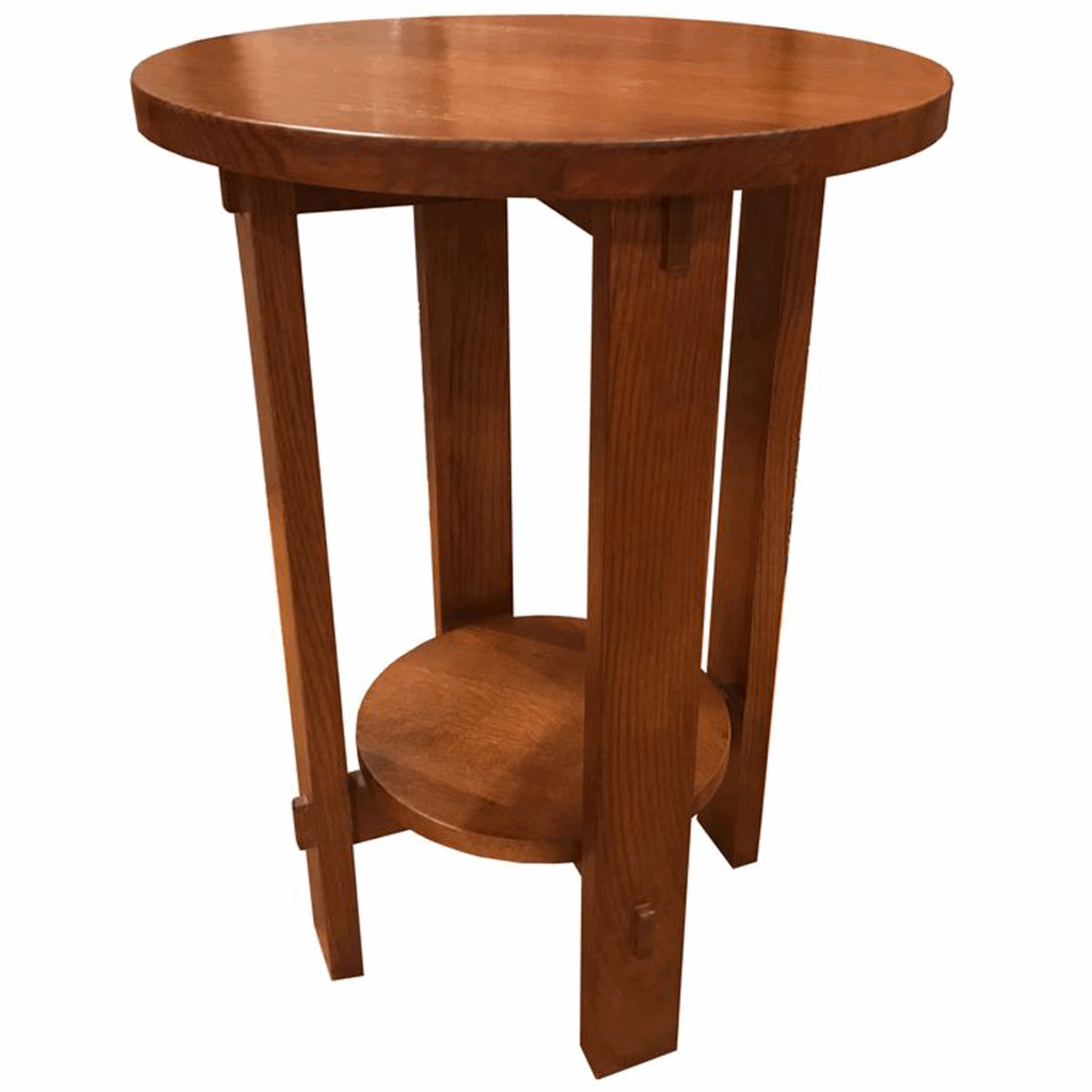 Mission Style Oak Round End Table - Michael's Cherry