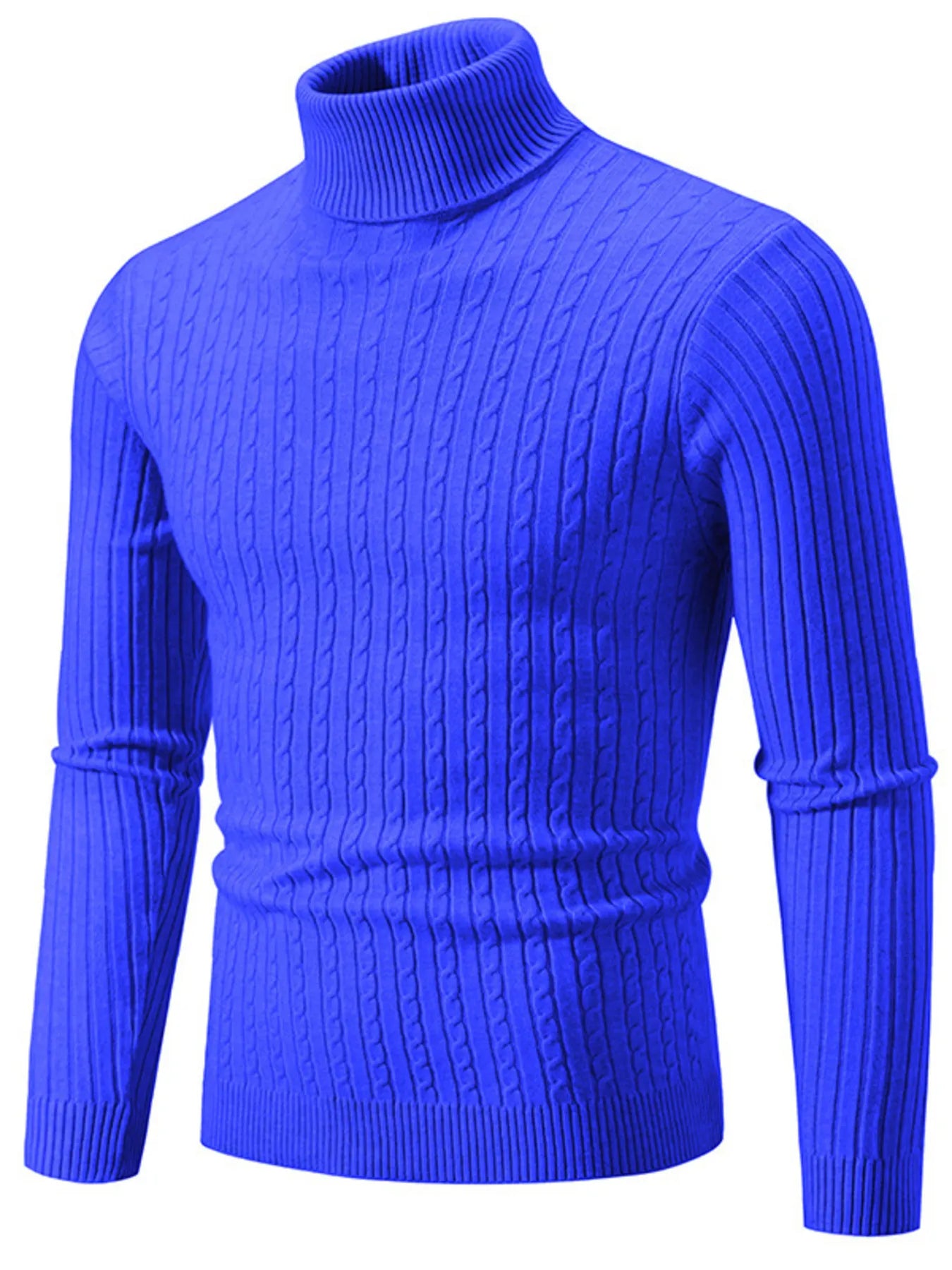 Men's Plus Size Ribbed Turtleneck Long Sleeve Sweater