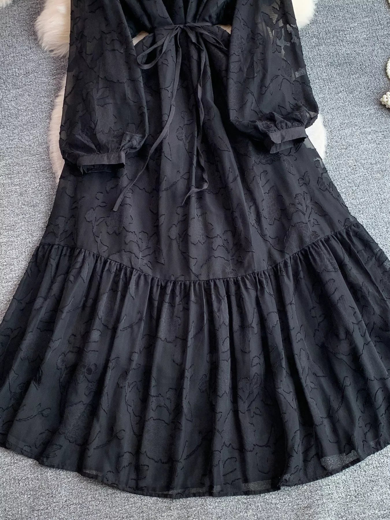 Tie Waist Long Sleeve Dress
