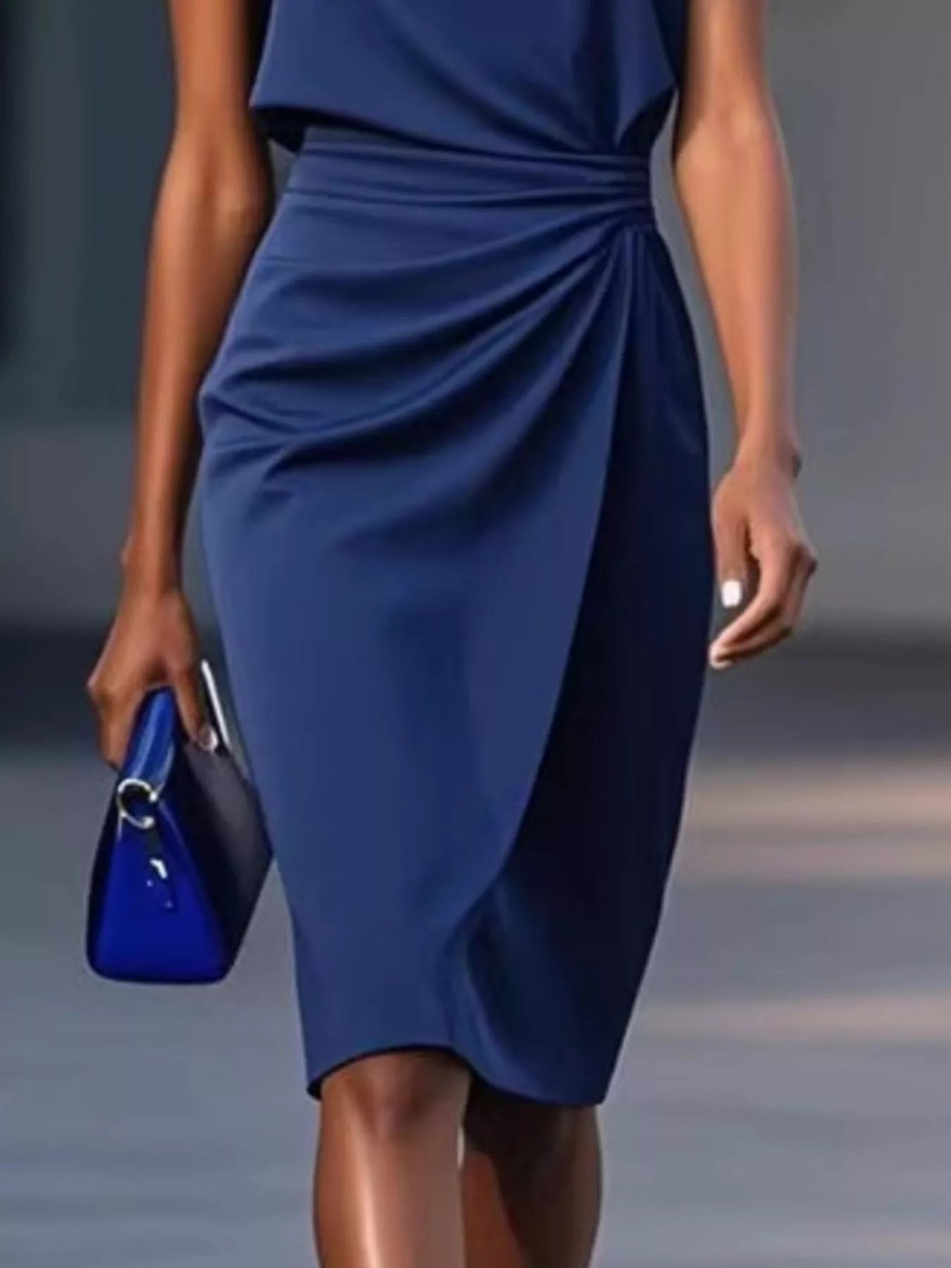 Ruched Waist Sleeveless Dress