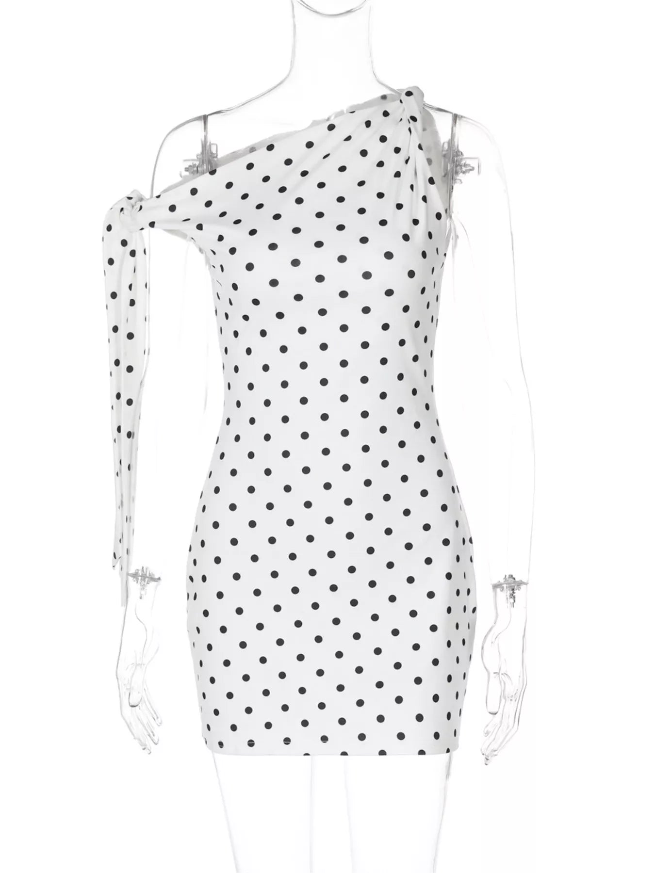 Polka Dot Sleeveless Mini Dress with Bow Accents