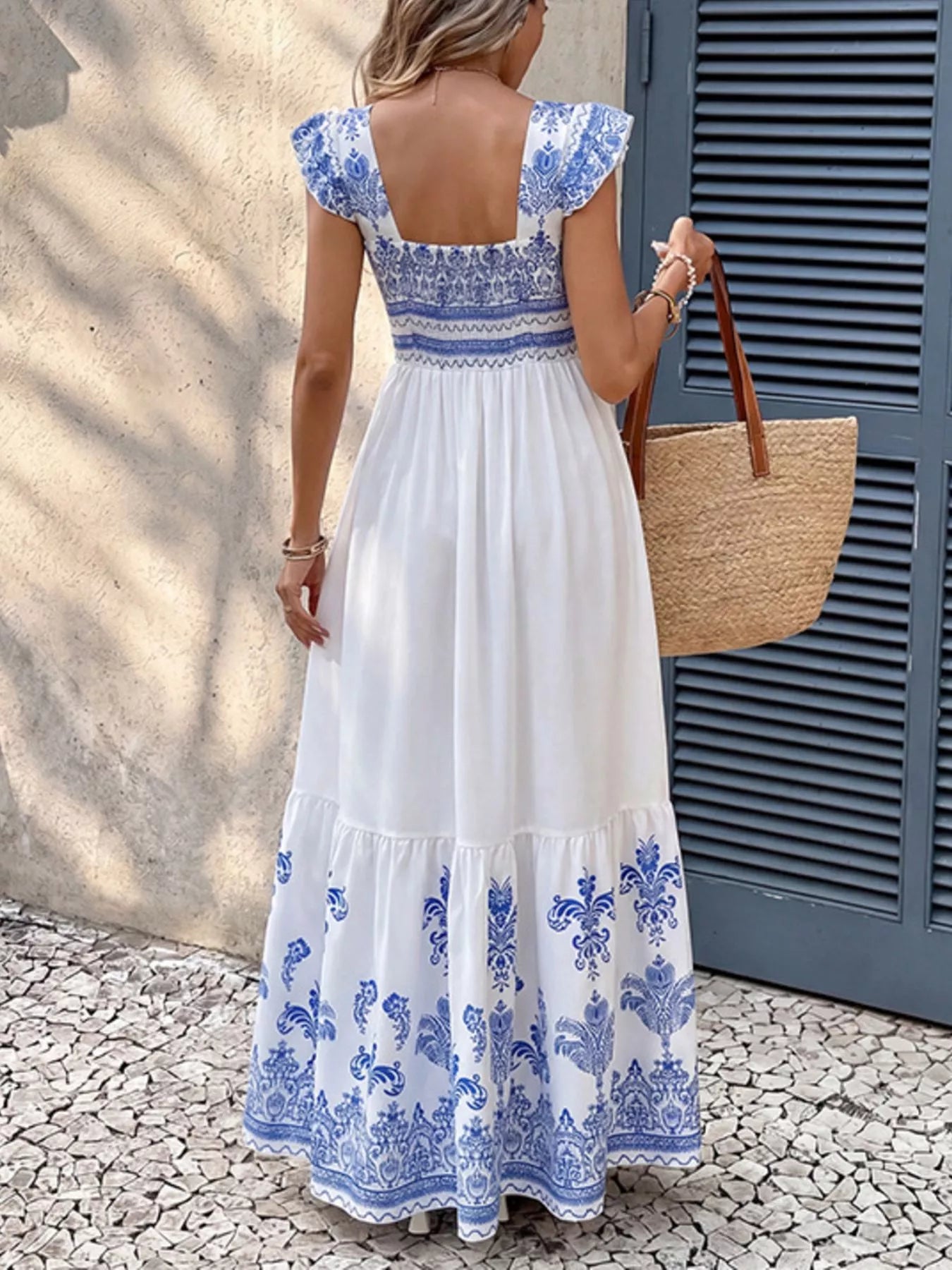Printed Square Neck Maxi Dress