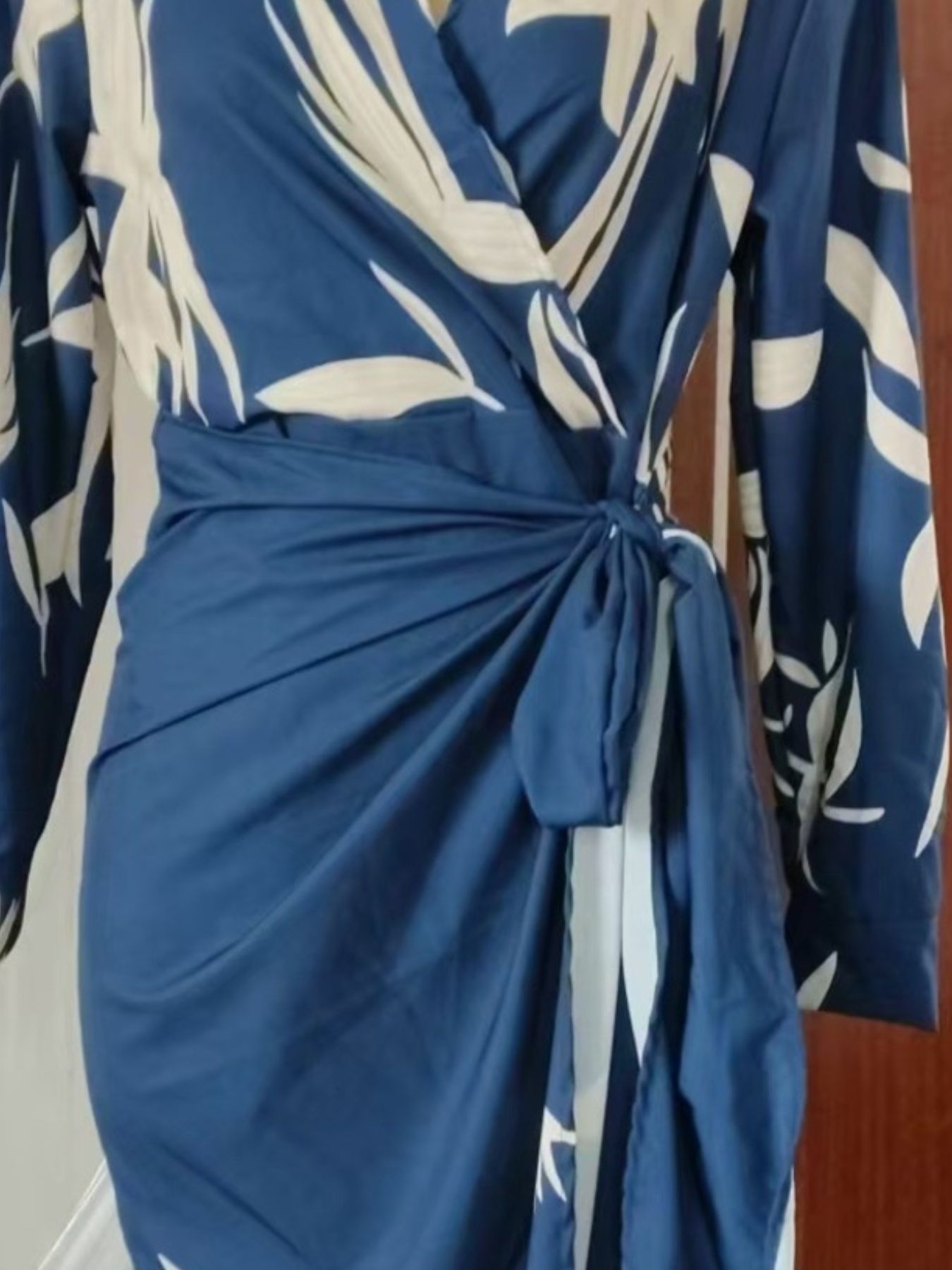 Full Size Printed Tied Wrap Midi Dress Plus Size