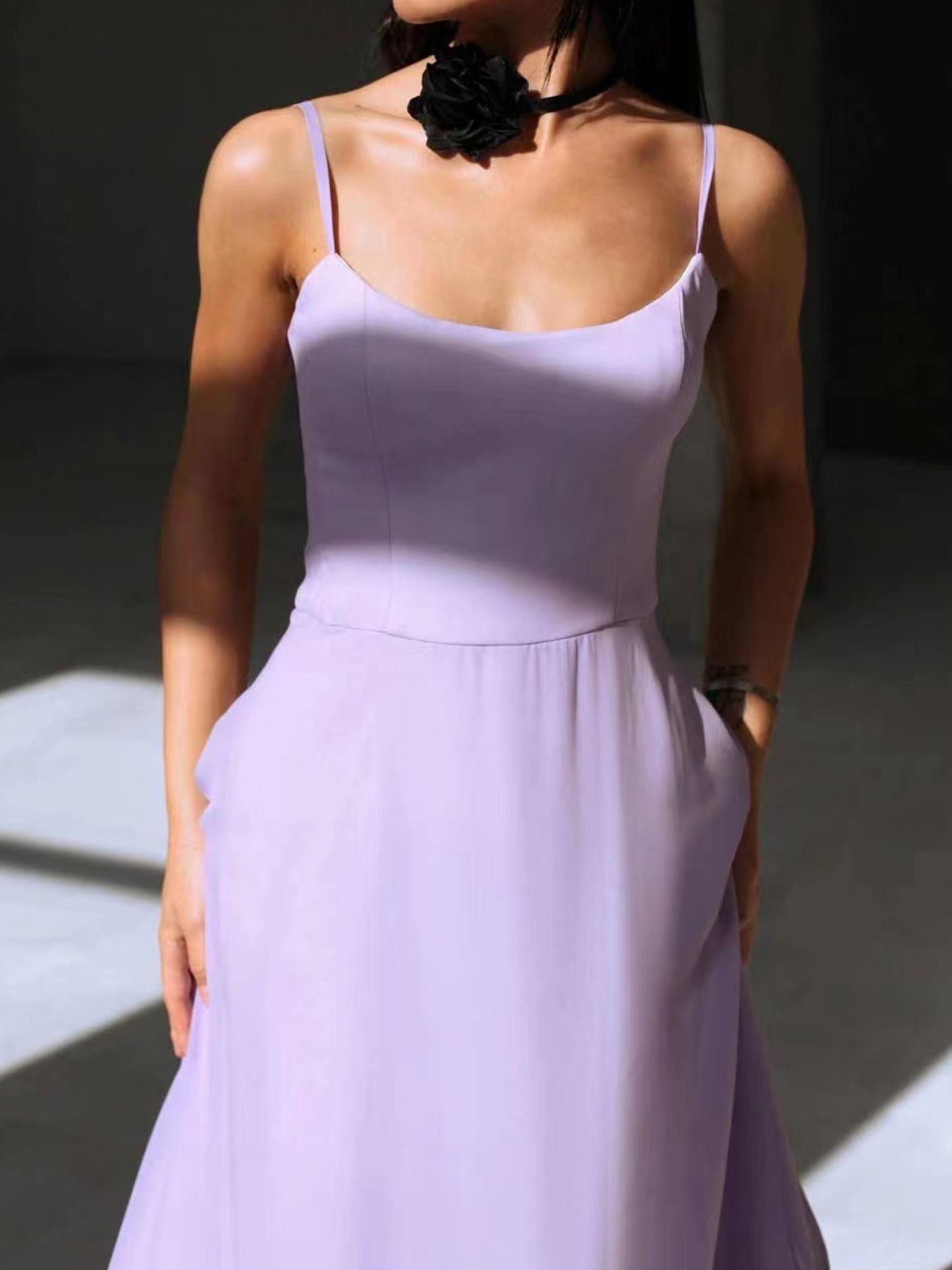 Ruffle Hem Scoop Neck Midi Dress