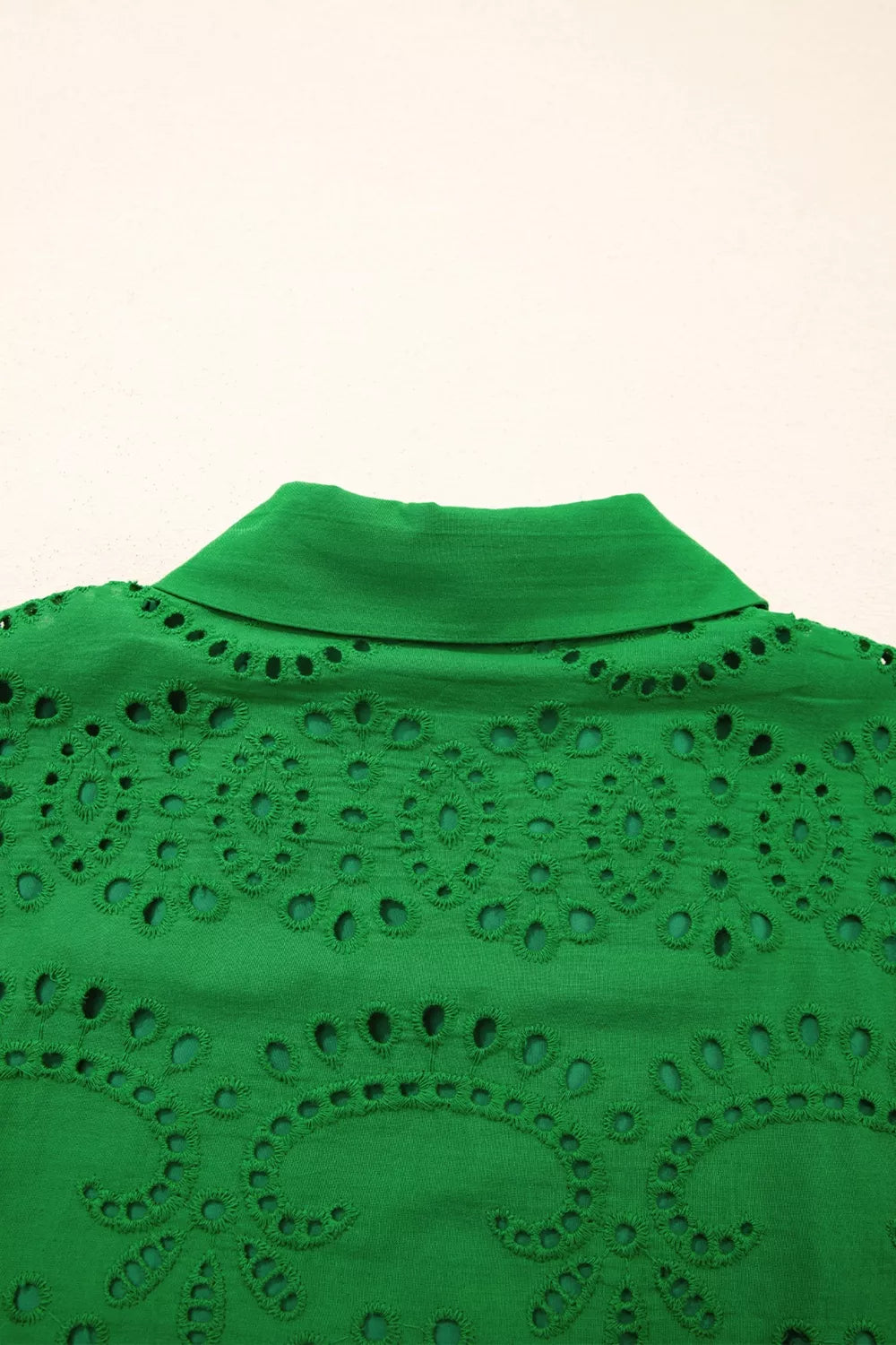 Eyelet Collared Neck Short Sleeve Dress