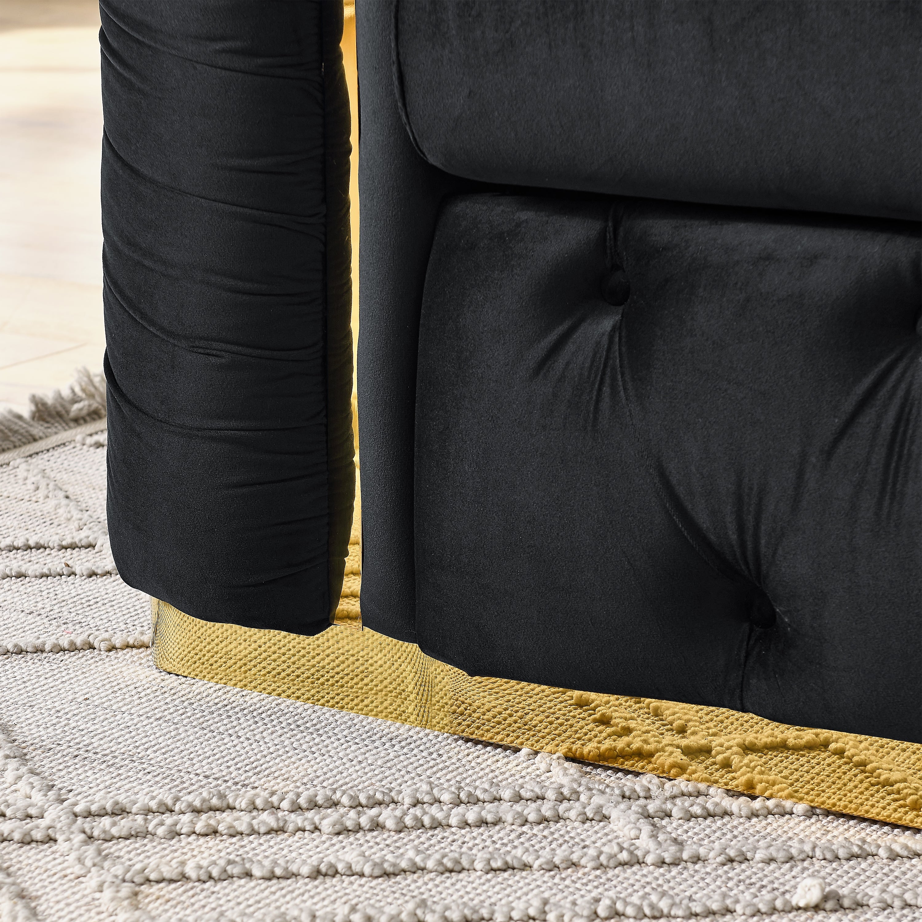 90.6 Inches Velvet Button Tufted Sofa Couch with 2 Pillows