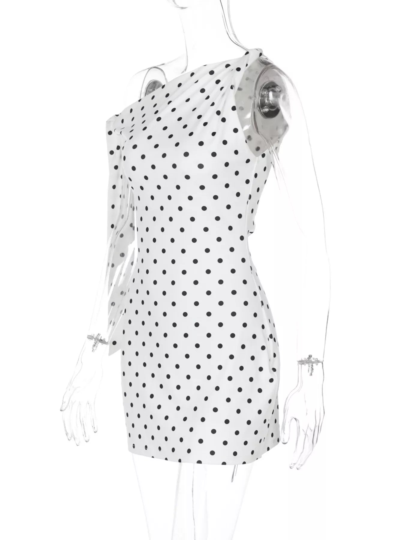Polka Dot Sleeveless Mini Dress with Bow Accents
