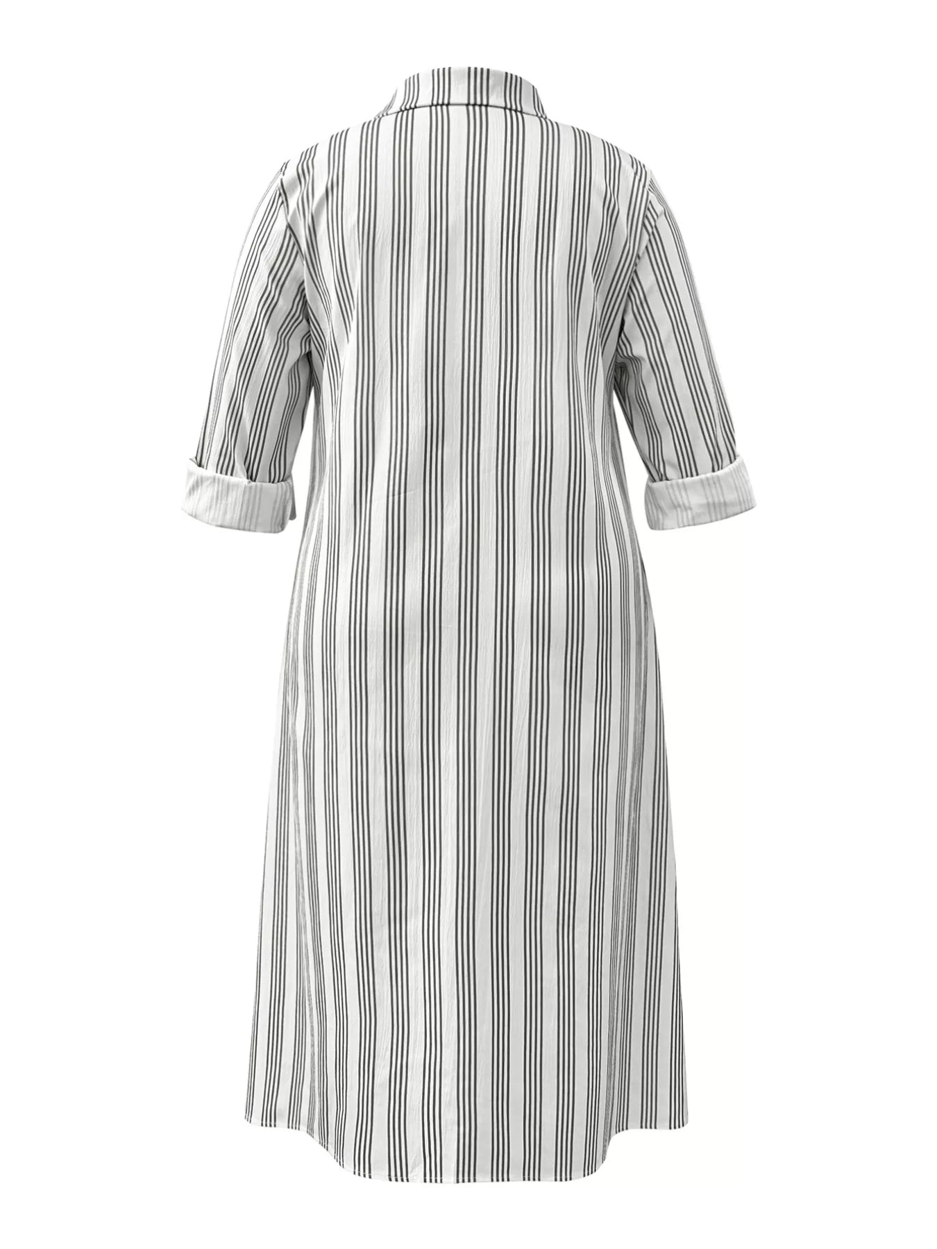 Plus Size Striped Button Front Midi Dress