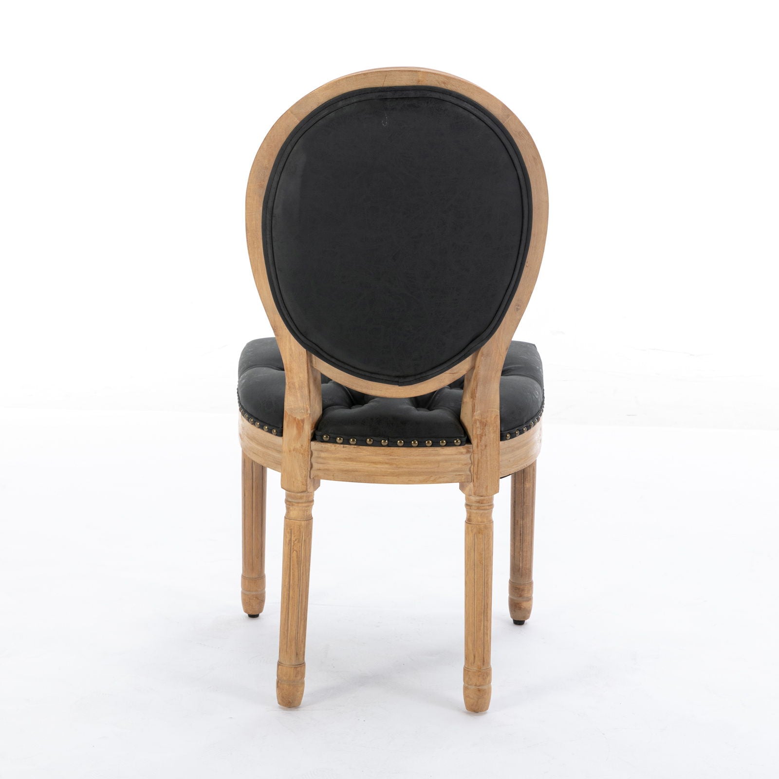 French Style Solid Wood Frame Antique Painting, Hand-Pulled Buckle Decoration Artificial Dining Chair With Nailhead Trim, Wood Legs
