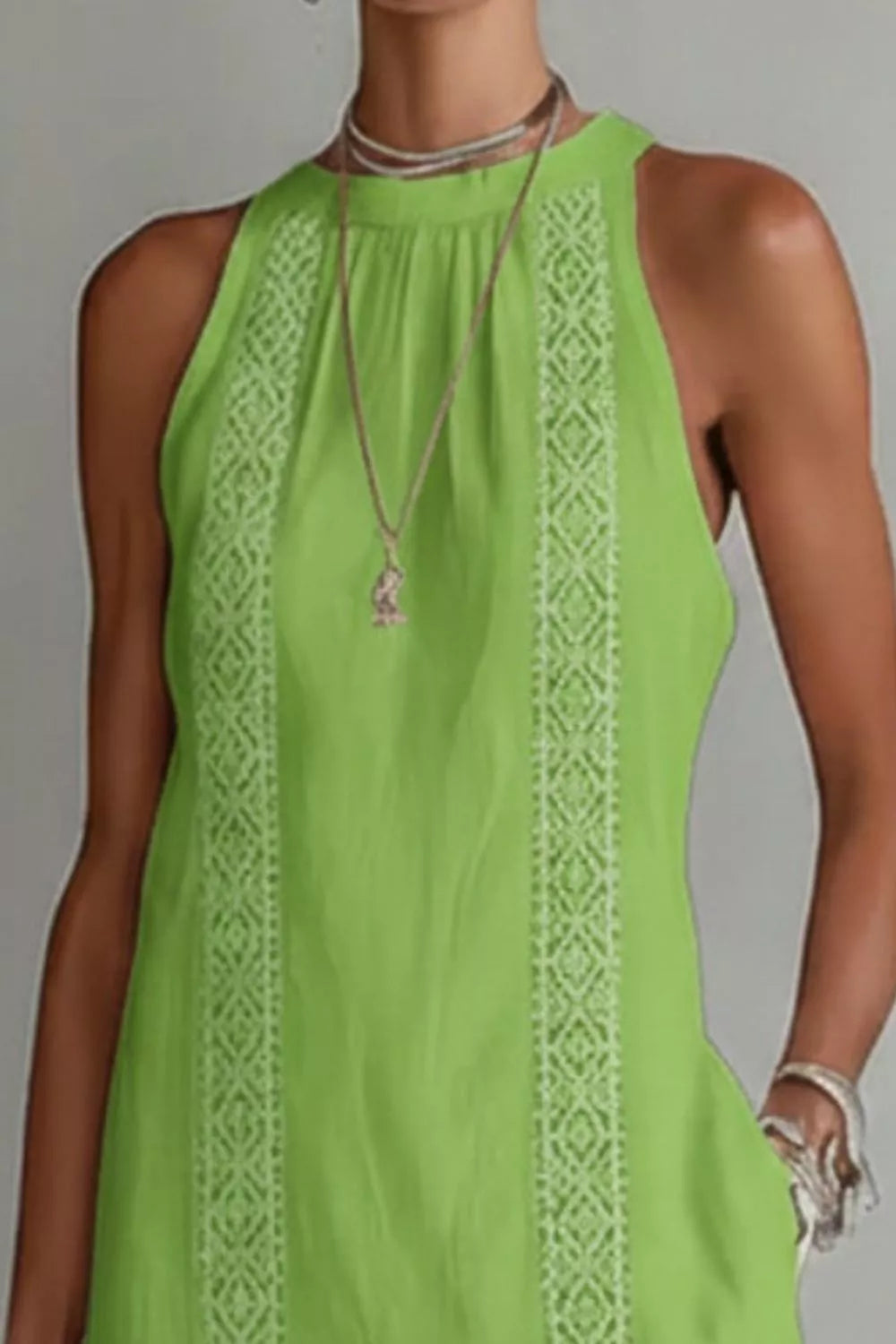 Sleeveless Side Slit Dress with Pockets