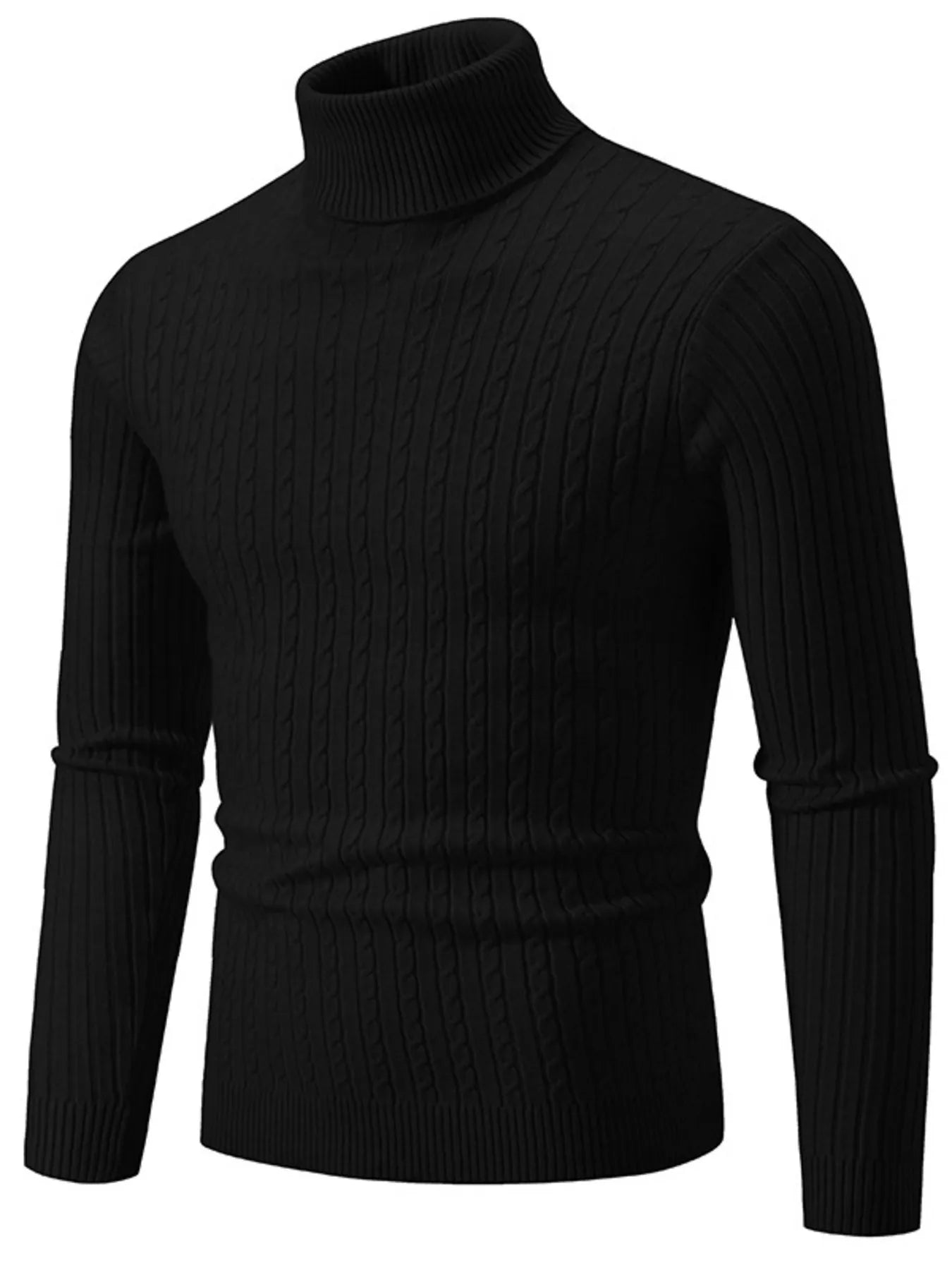 Men's Plus Size Ribbed Turtleneck Long Sleeve Sweater