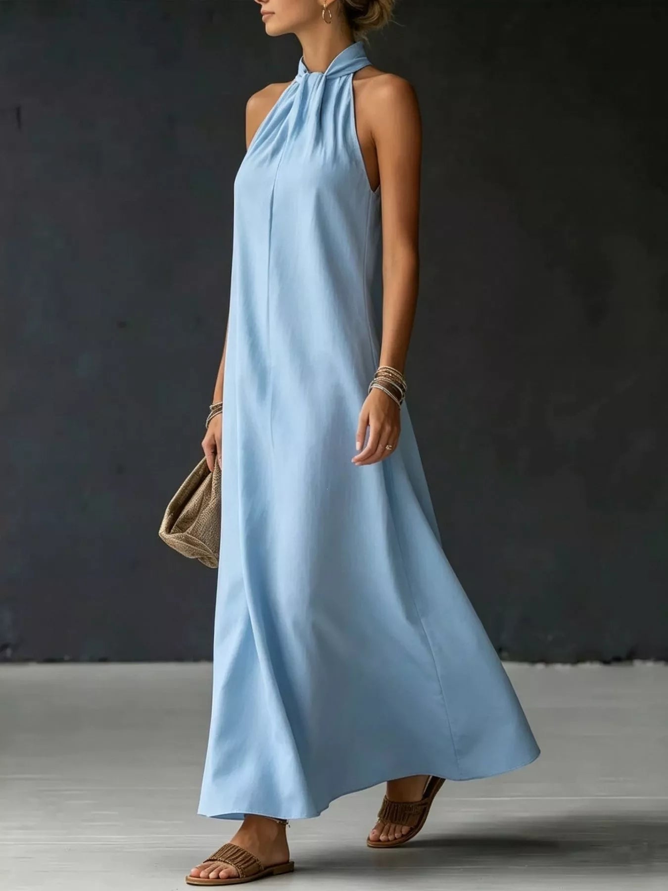 Full Size Halter Neck Maxi Dress Plus Size