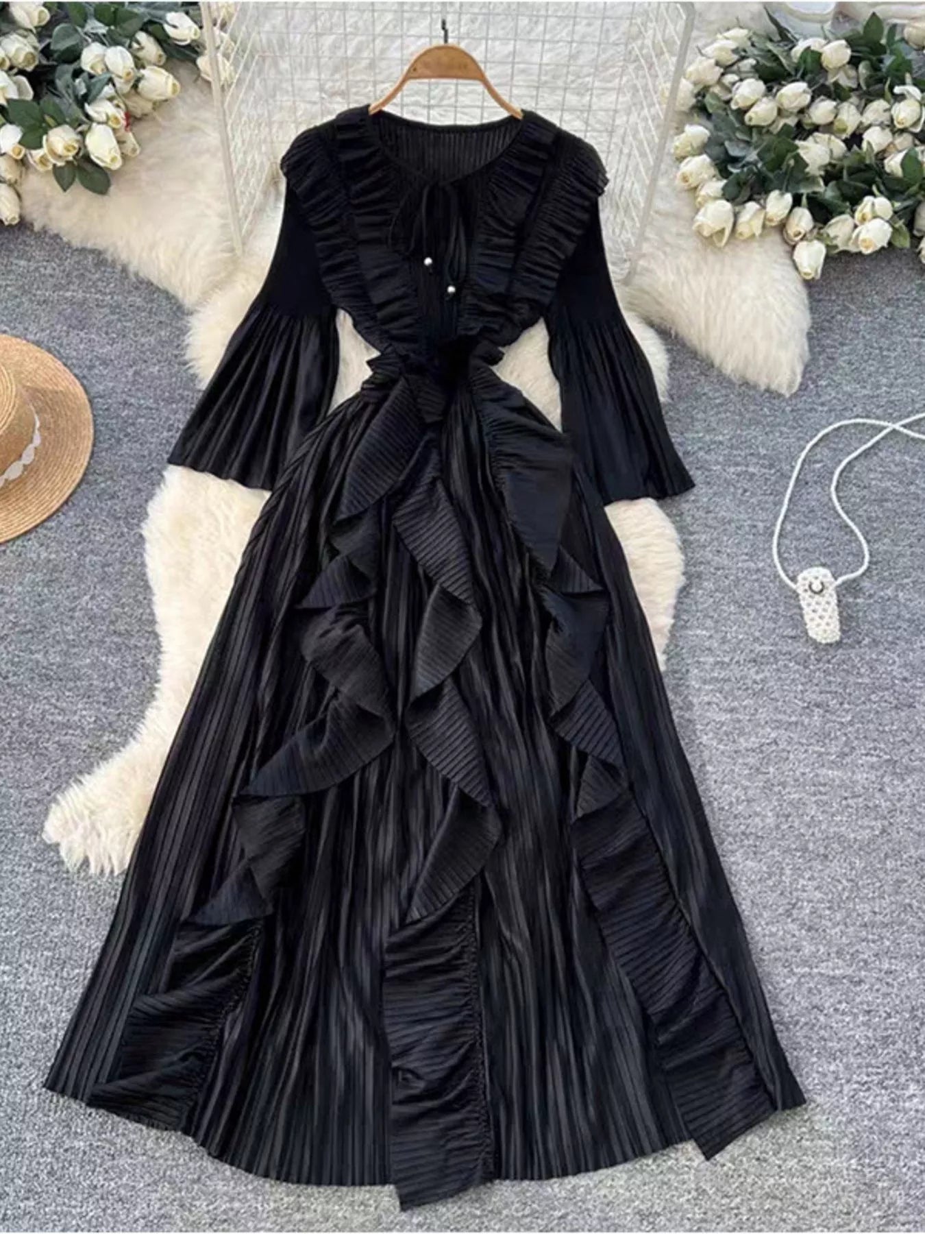 Ruffled A-Line Midi Dress