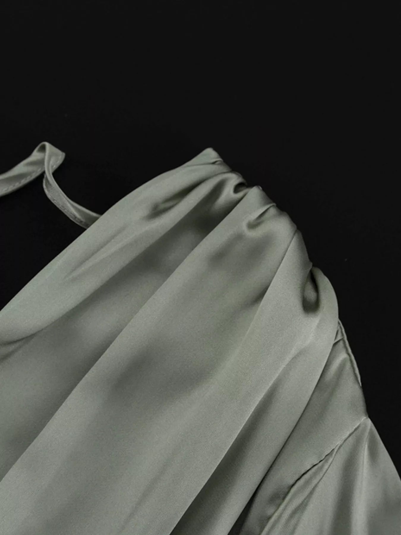 V-Neck Satin Mini Dress with Flowy Sleeves