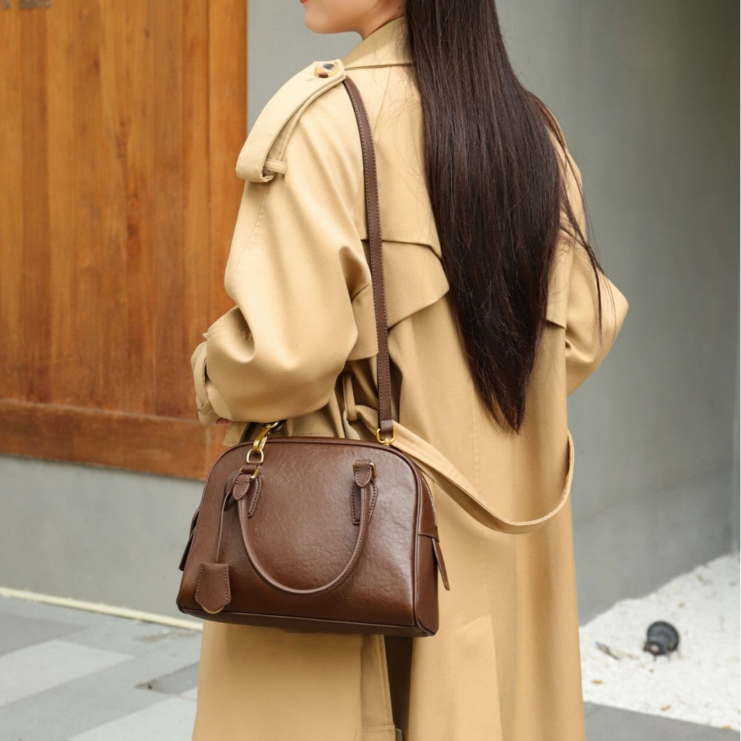 Top-Grain Leather Versatile Bag 2026 New Boston Pillow Bag Shoulder And Crossbody Bag Large Capacity Genuine Leather Handbag