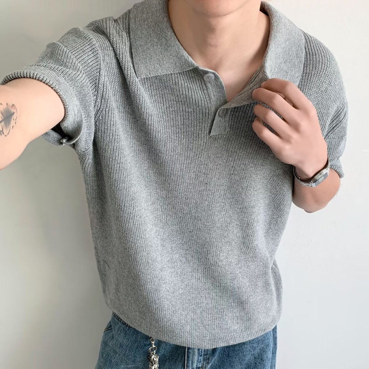 Premium Knitted Collar Polo Shirt