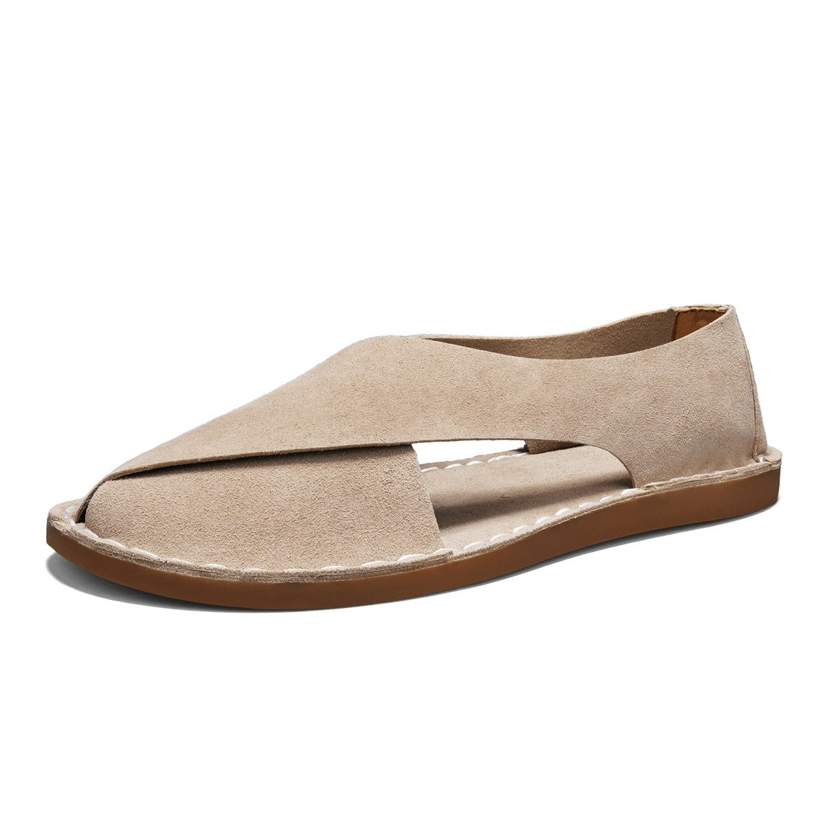 Plus-size Leather Slip-on Outdoor Casual Hollow-out Sandals