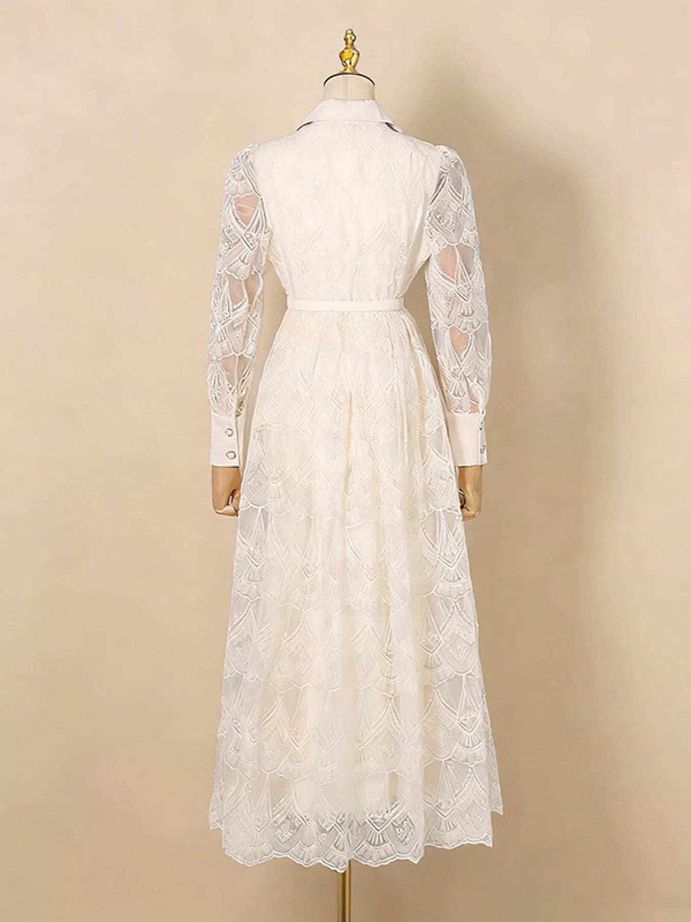 Lace Button Front Midi Dress