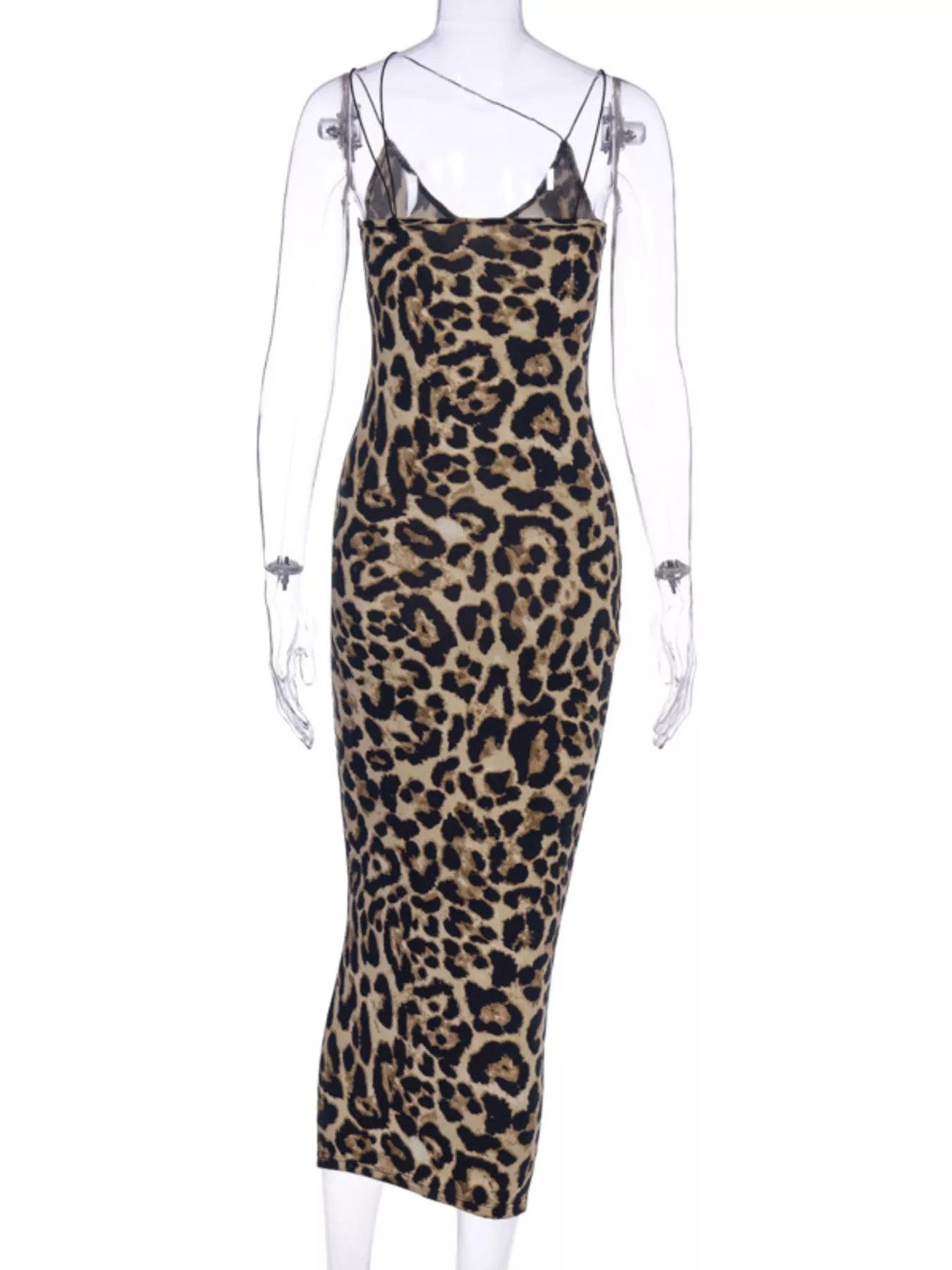 Leopard Print Spaghetti Strap Midi Dress