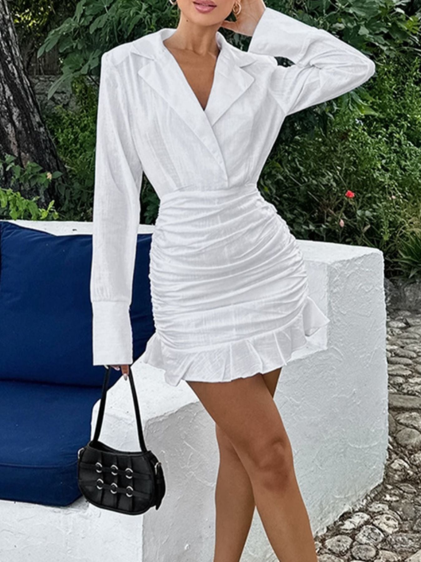 Blazer Style Ruched Mini Dress