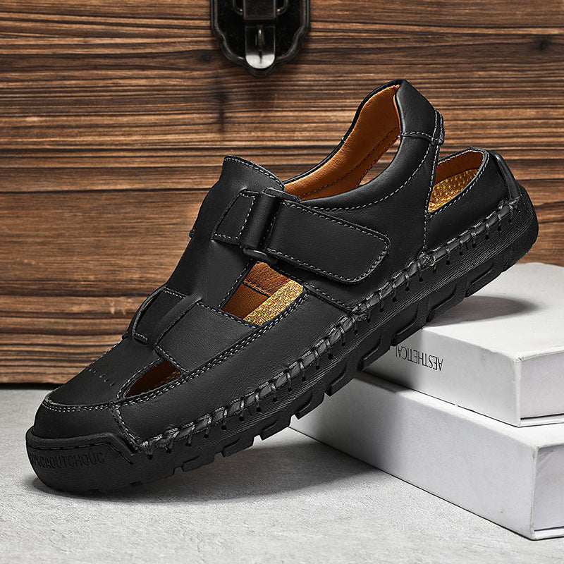 Mens Sandals Summer Full-grain Leather