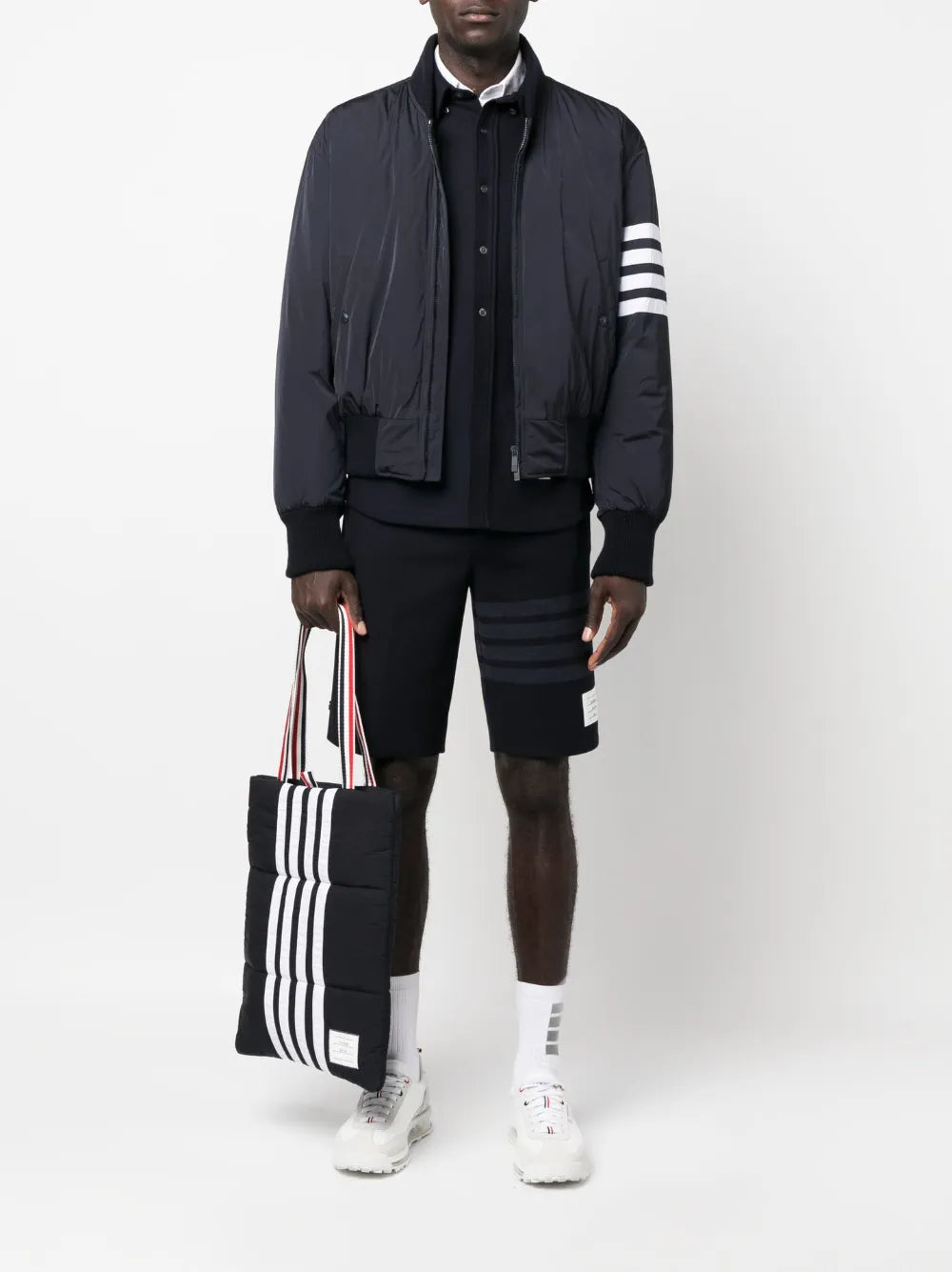 Thom Browne Men Bomber Jacket With 4-Stripe Detail