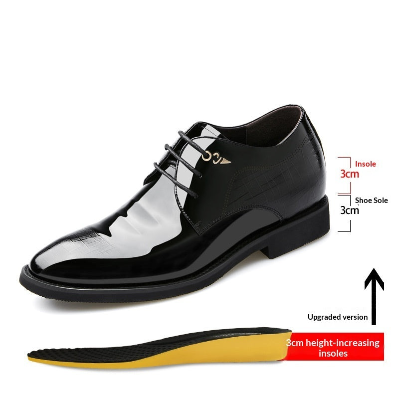 Men's Business Dress Leather Shoes With Hidden Heel