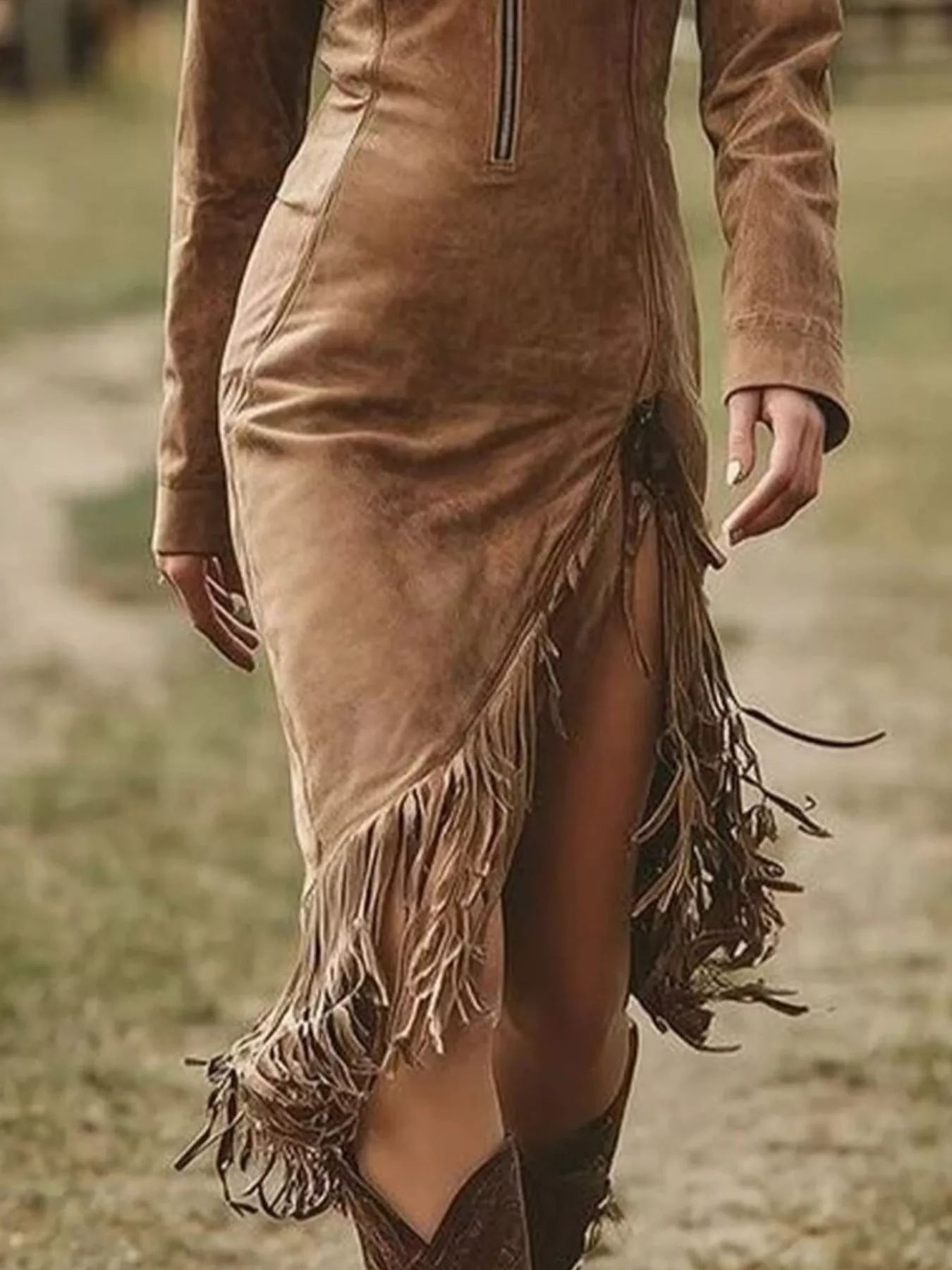 Full Size Fringe Hem Zip Front Bodycon Dress Plus Size