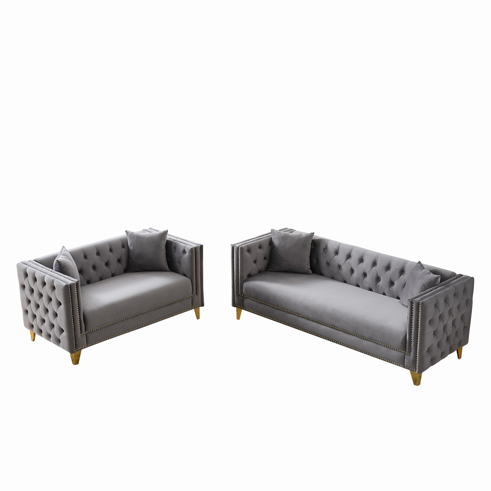 Chesterfield Velvet Sofa - 3+2 Seater Deep Seat Sofa