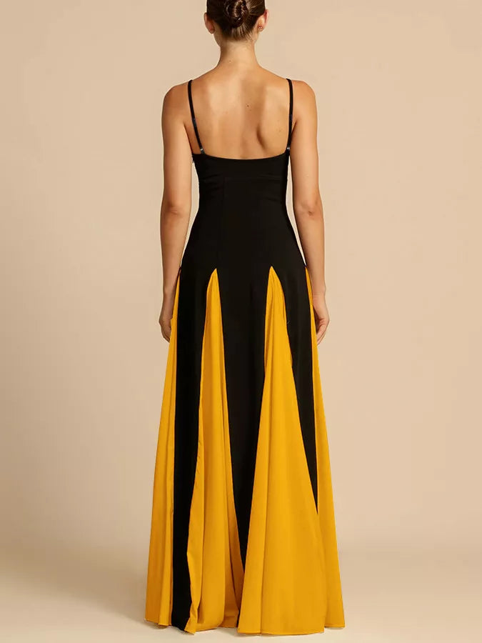 Two-Tone Flowing Maxi Dress