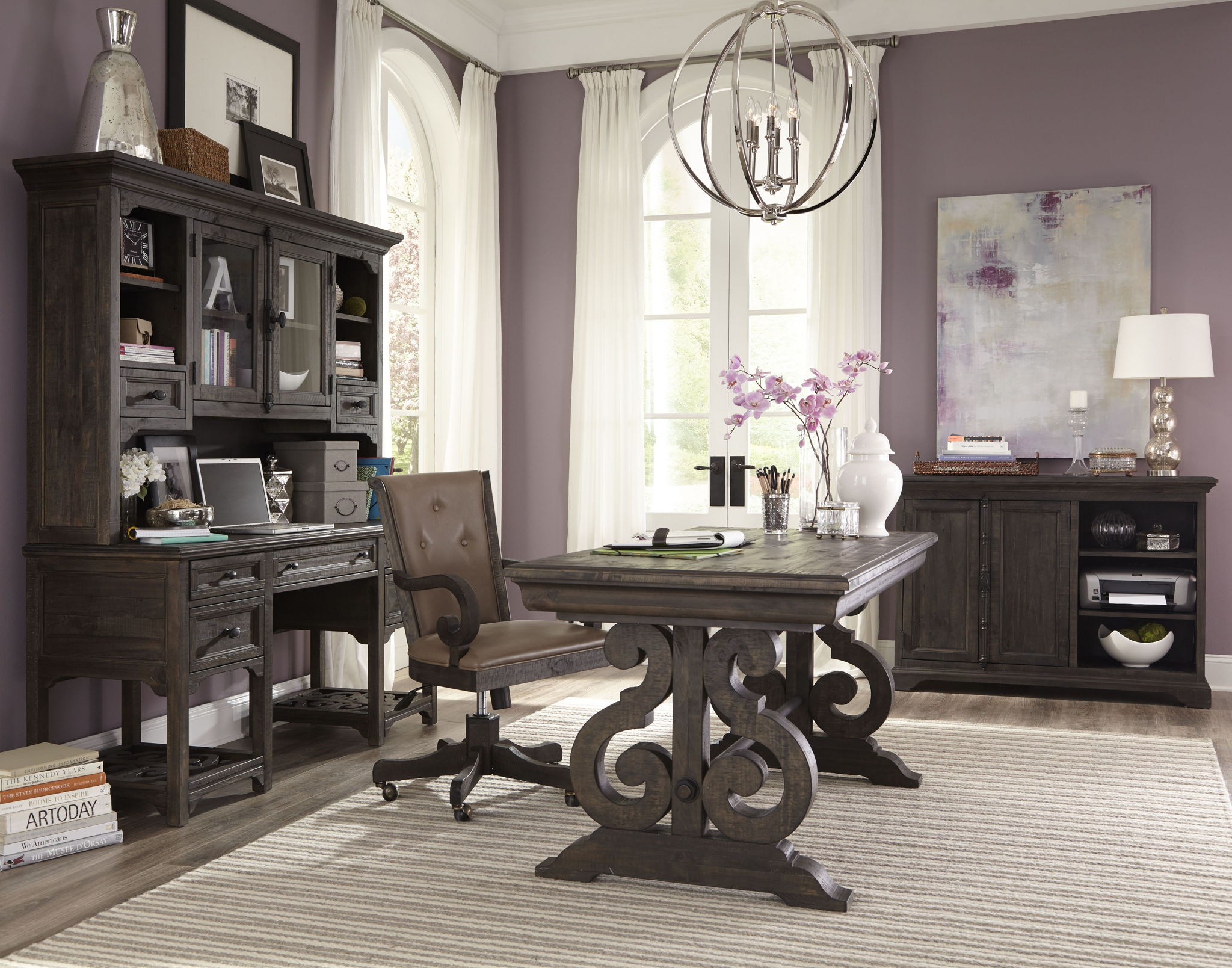 Bellamy - Fully Upholstered Desk Chair - Peppercorn