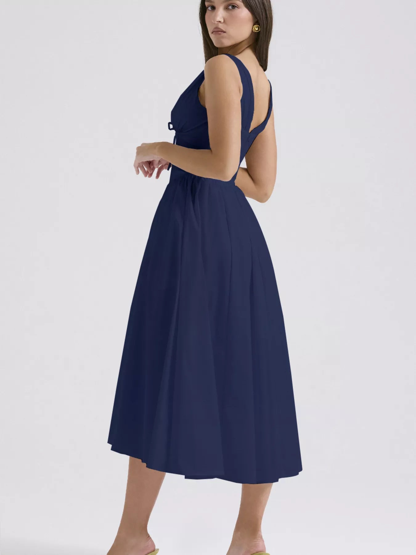 V-Neck Sleeveless Midi Dress