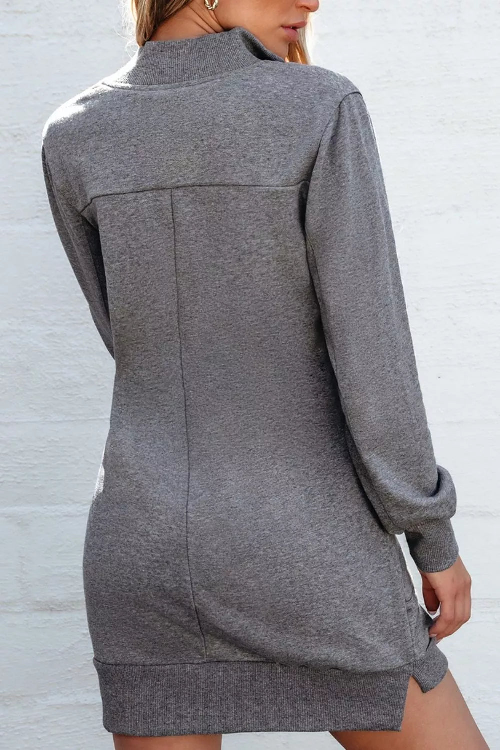 Zip Front Long Sleeve Sweatshirt Dress